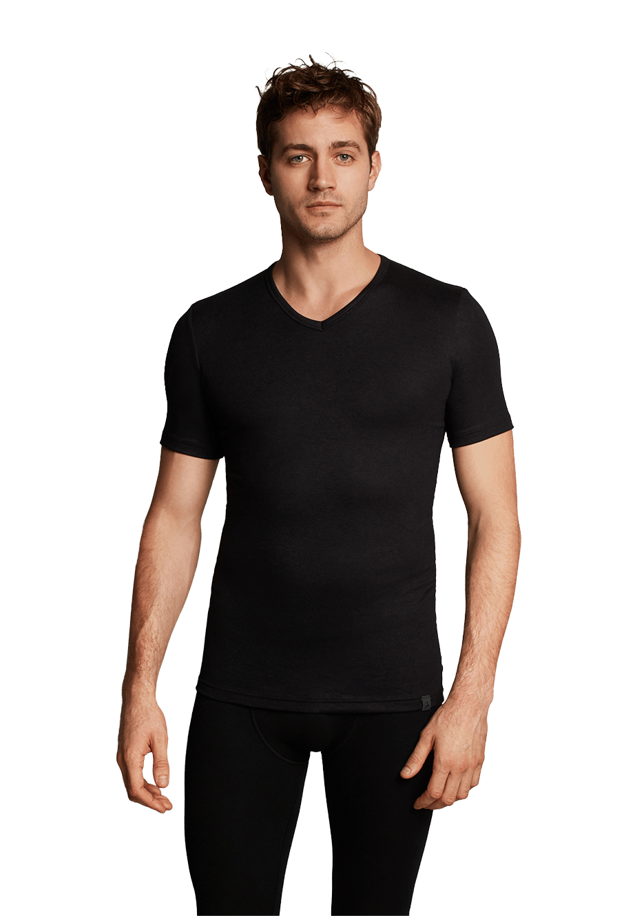 Thermo t-shirt v-hals zwart
