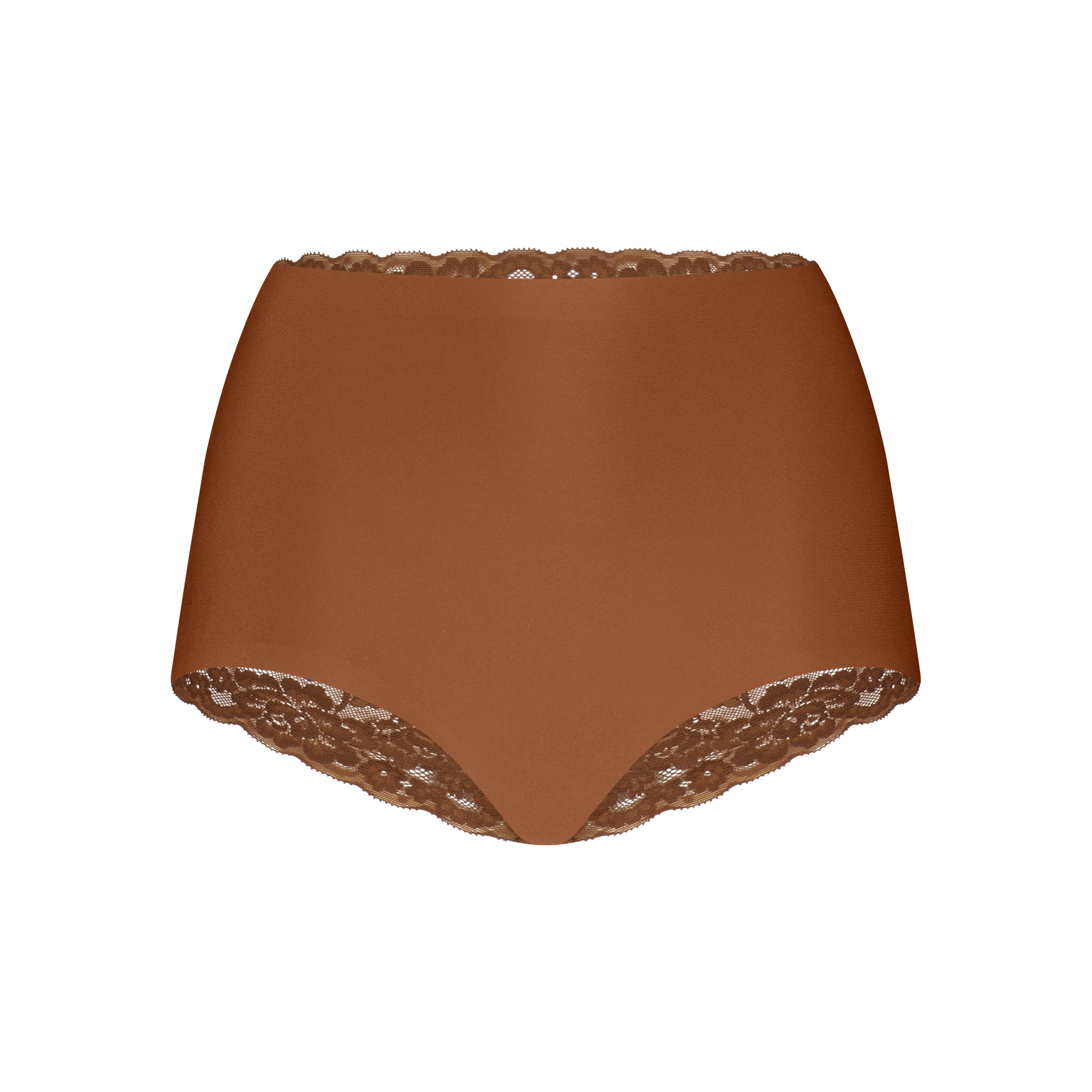 High waist met kant pecan