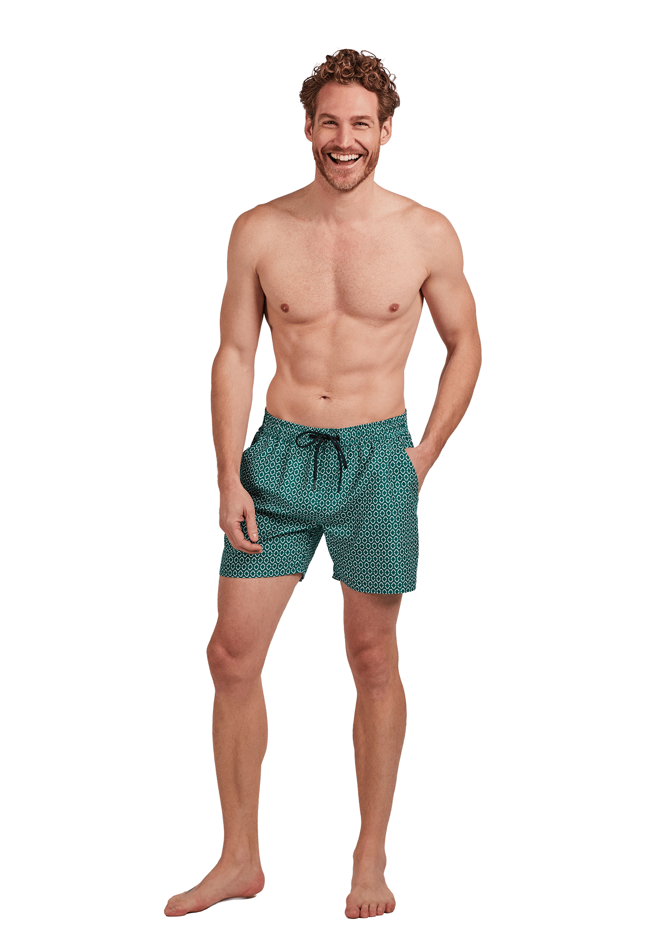 Beach shorts green tiles