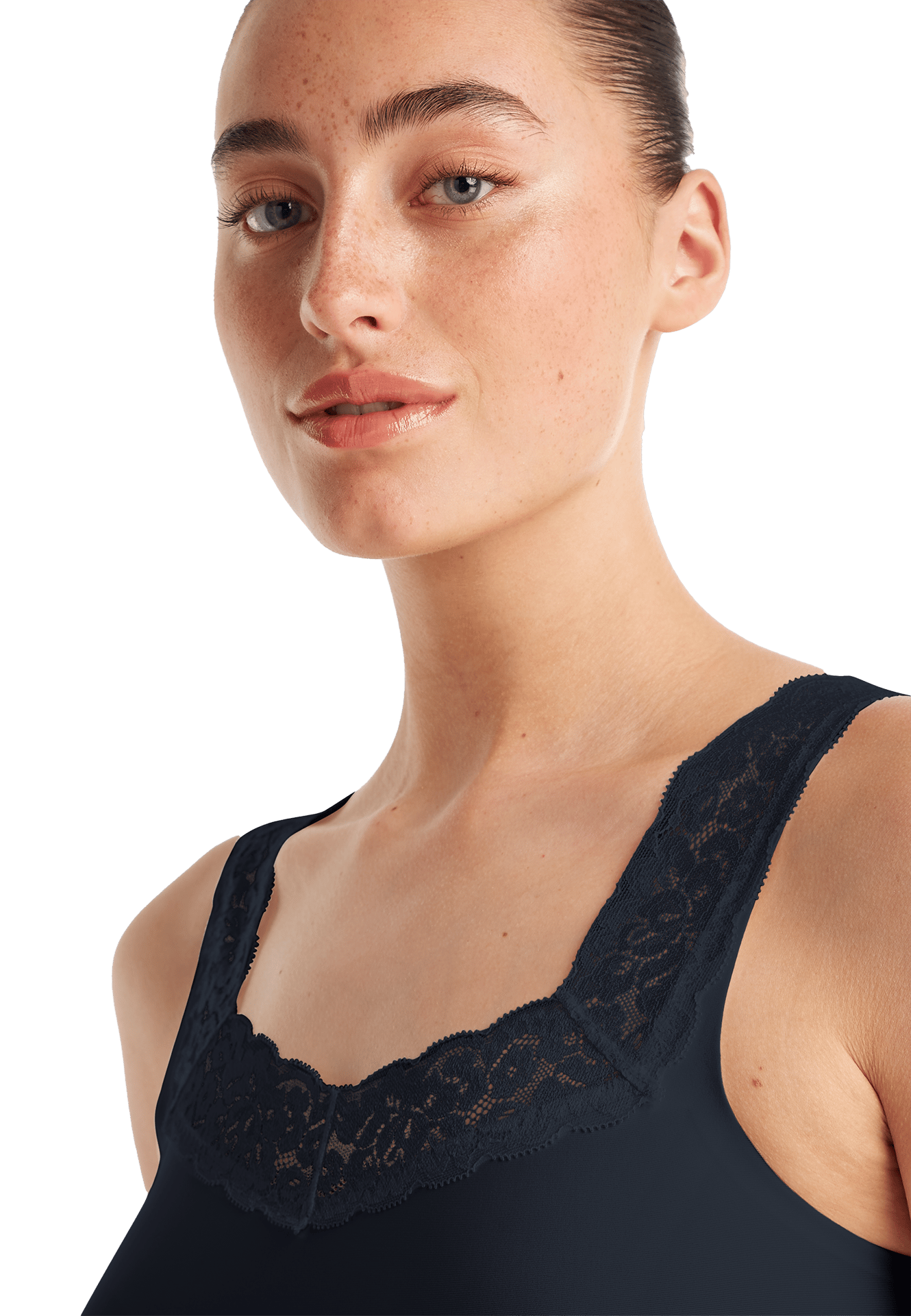 singlet met kant dark navy