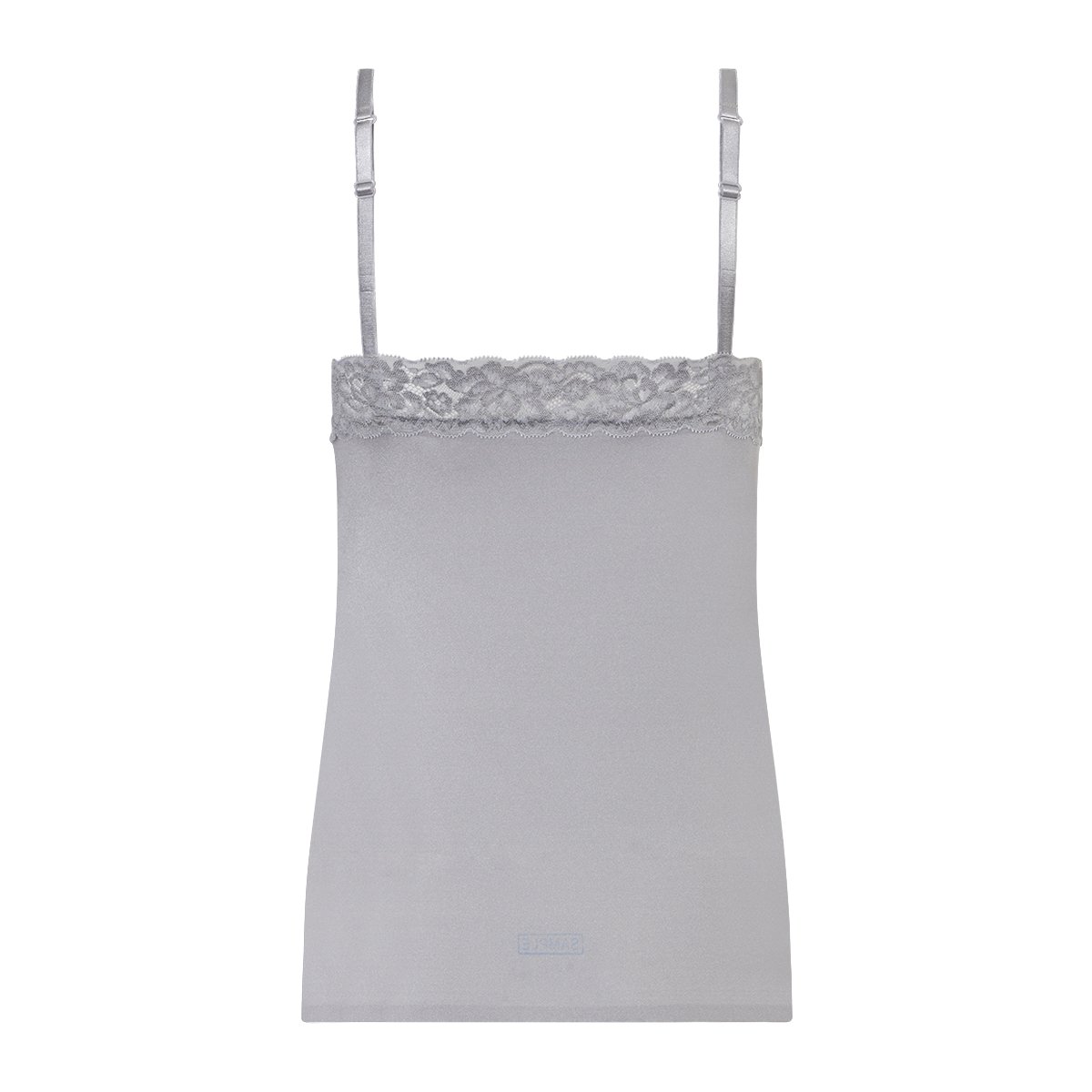 Spaghetti top met kant silver shimmer