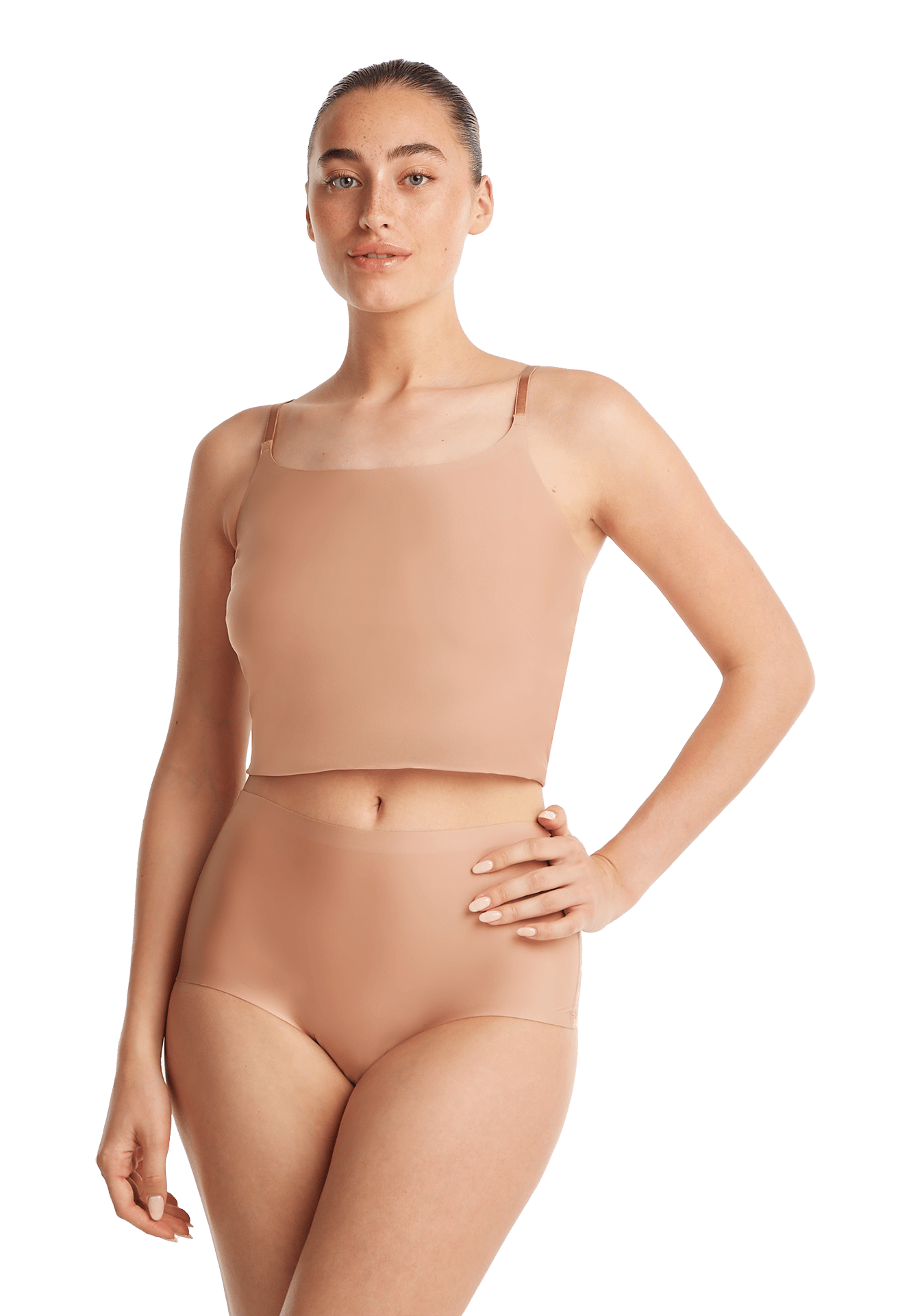 High waist met kant pink nut