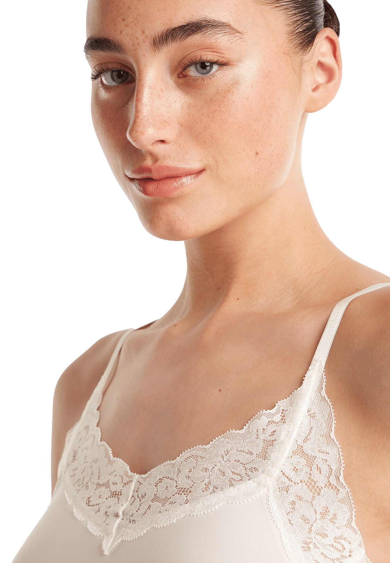 spaghetti top met kant off white