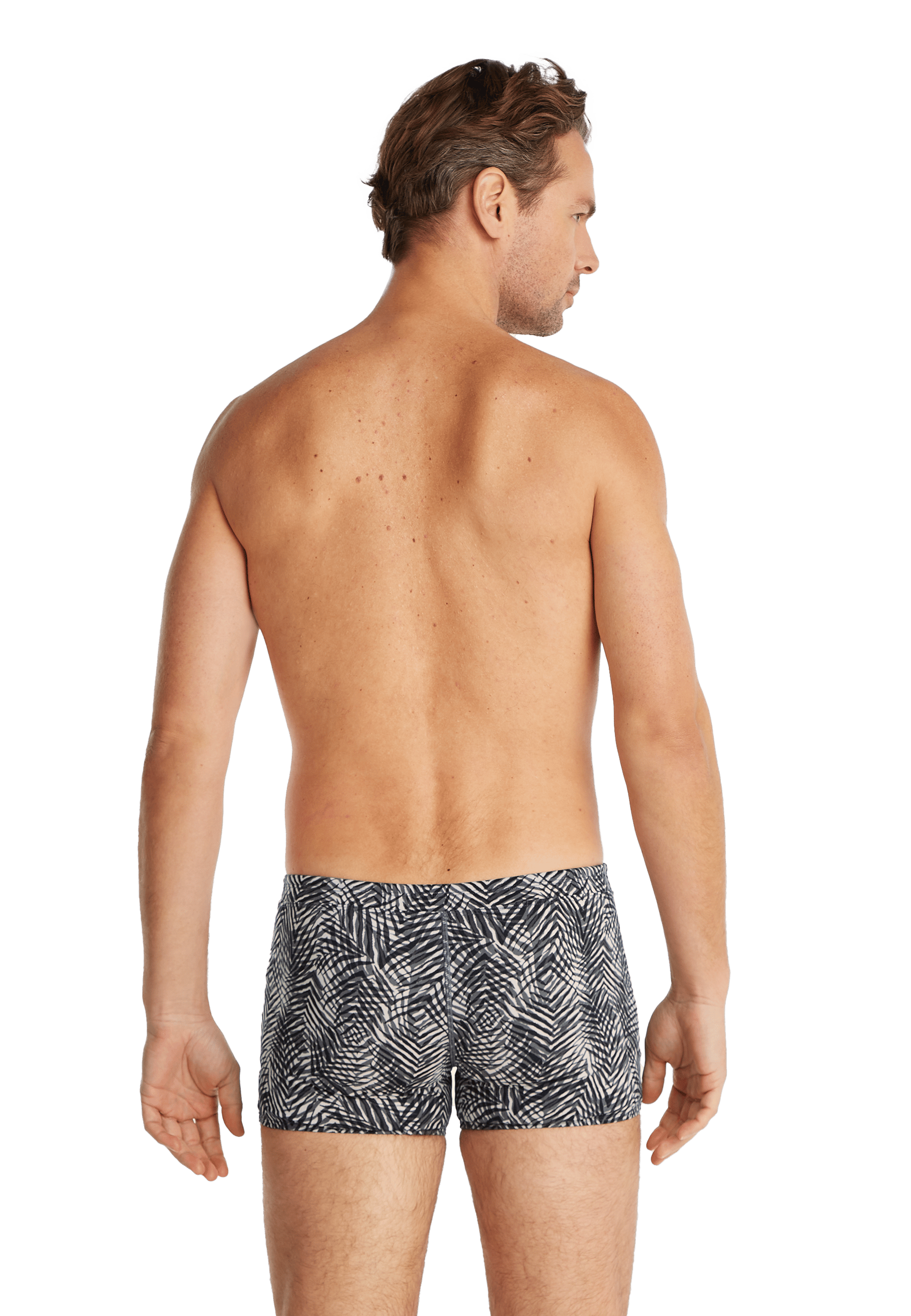 Swimshort summer leaves grey 