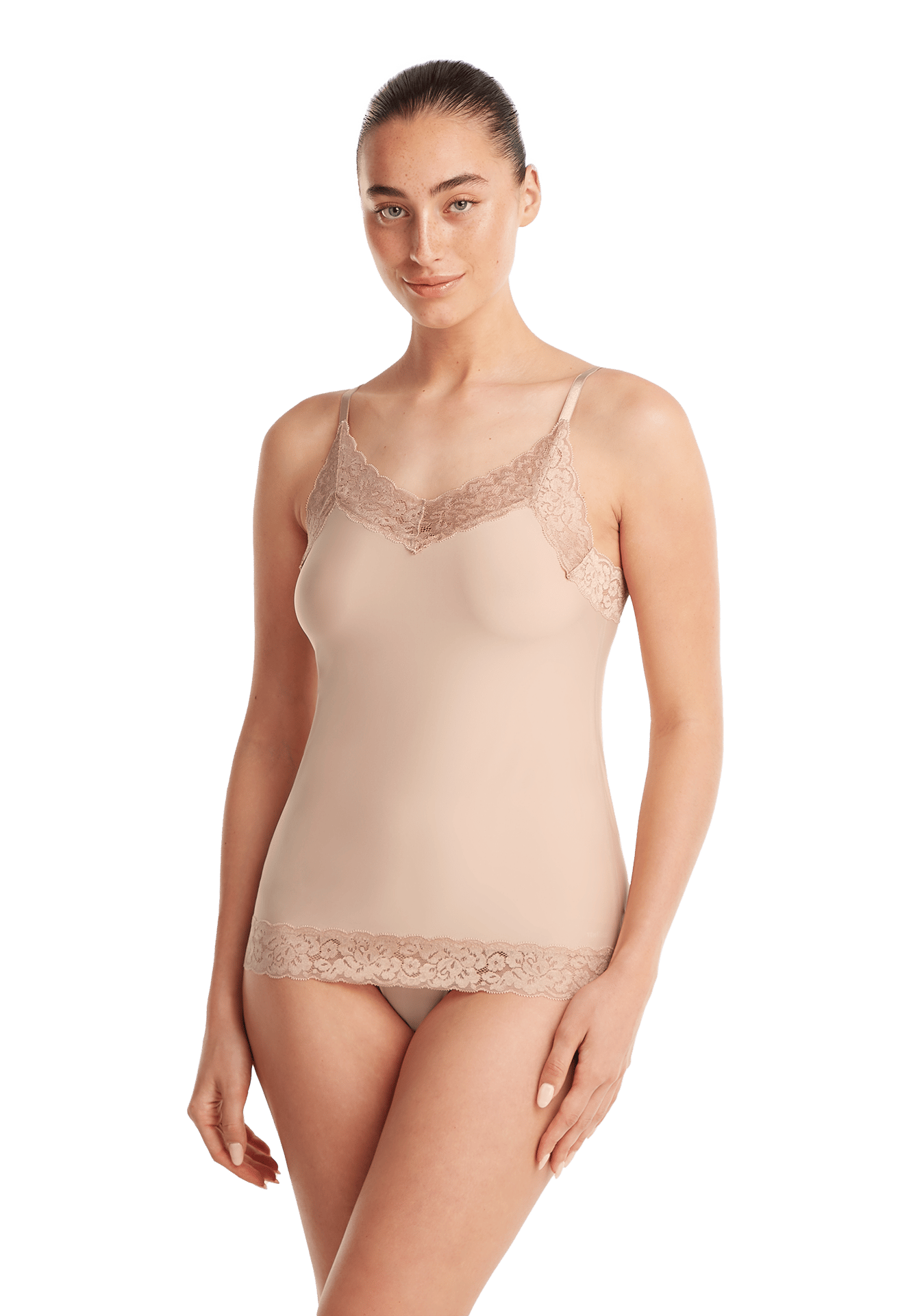 spaghetti top met kant walnut