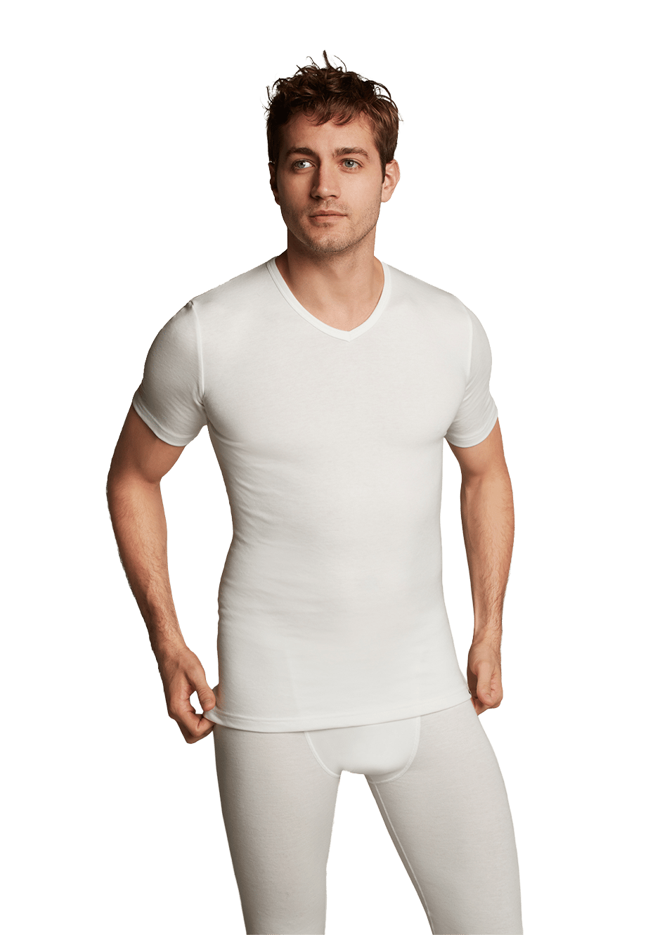 Thermo t-shirt v-hals snow white