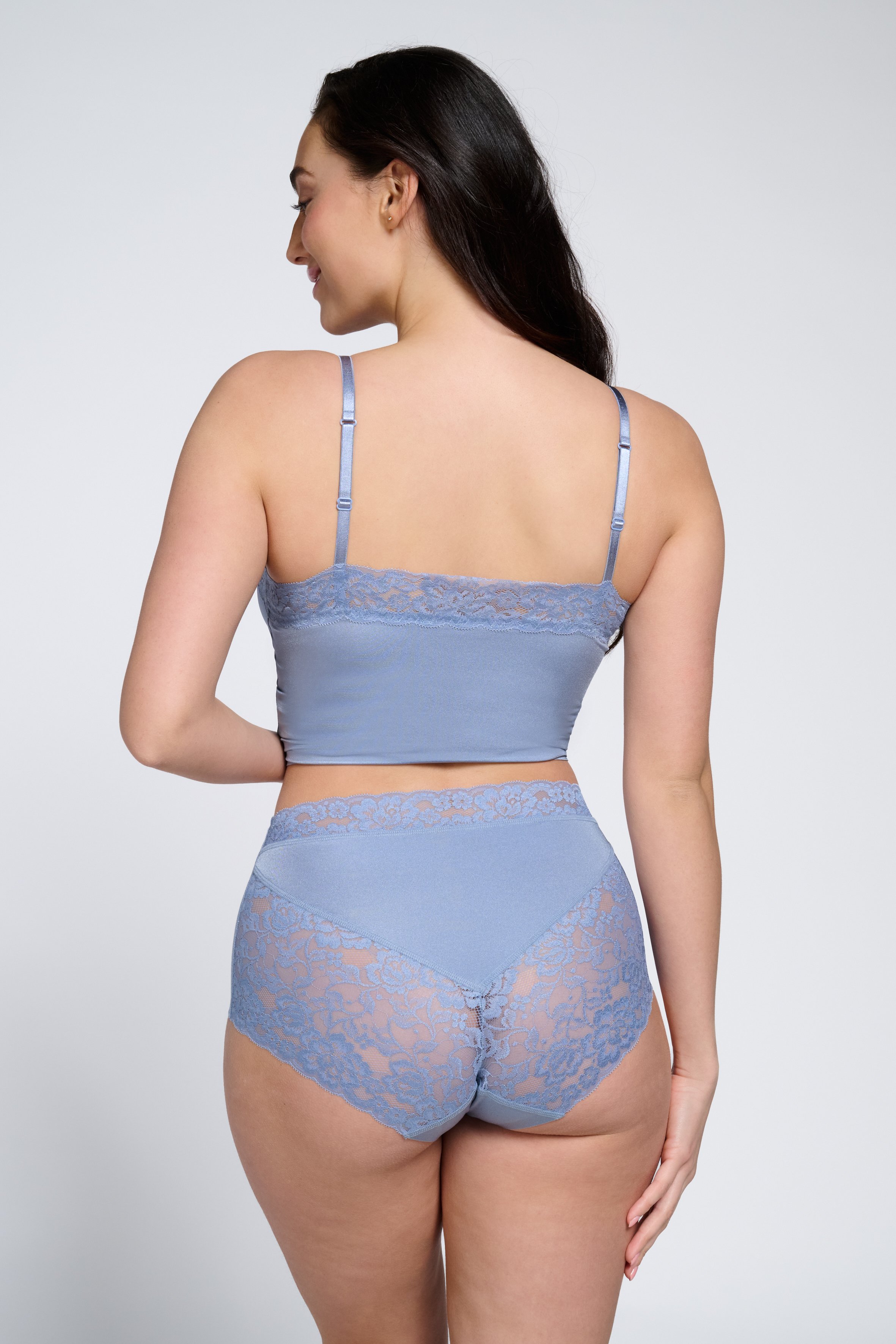 Midi met kant powder blue
