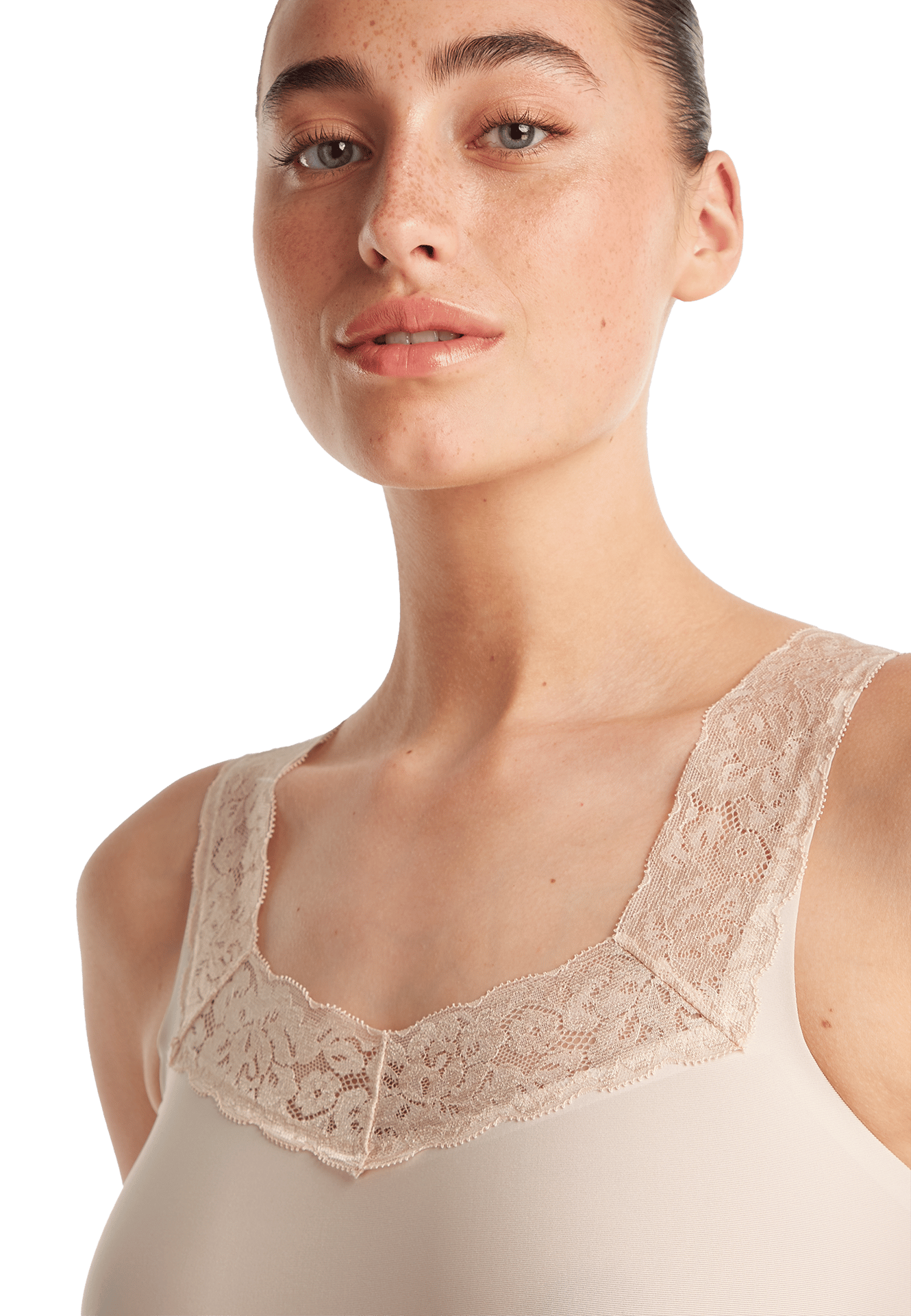 singlet met kant almond