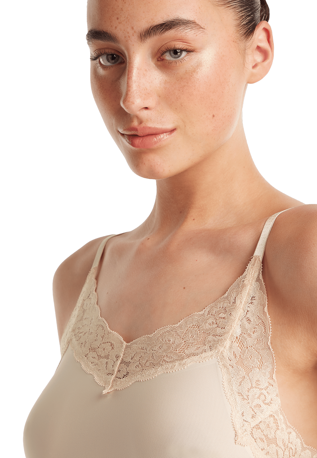 spaghetti top met kant almond