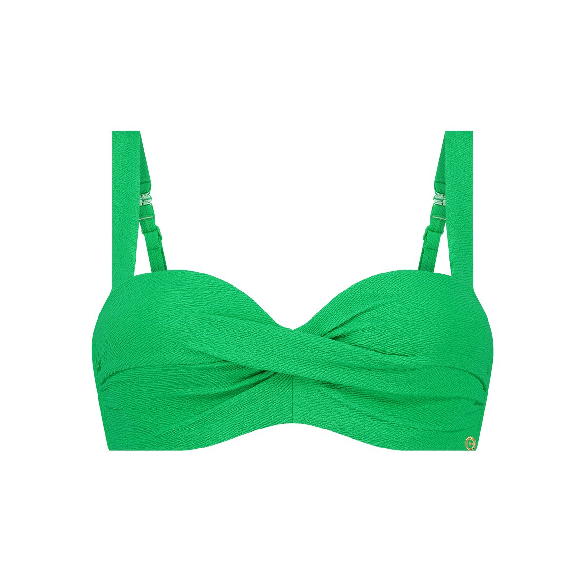 Twisted bikini top bright green relief