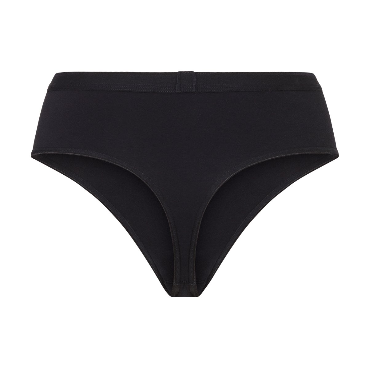 High waist string zwart 2-pack