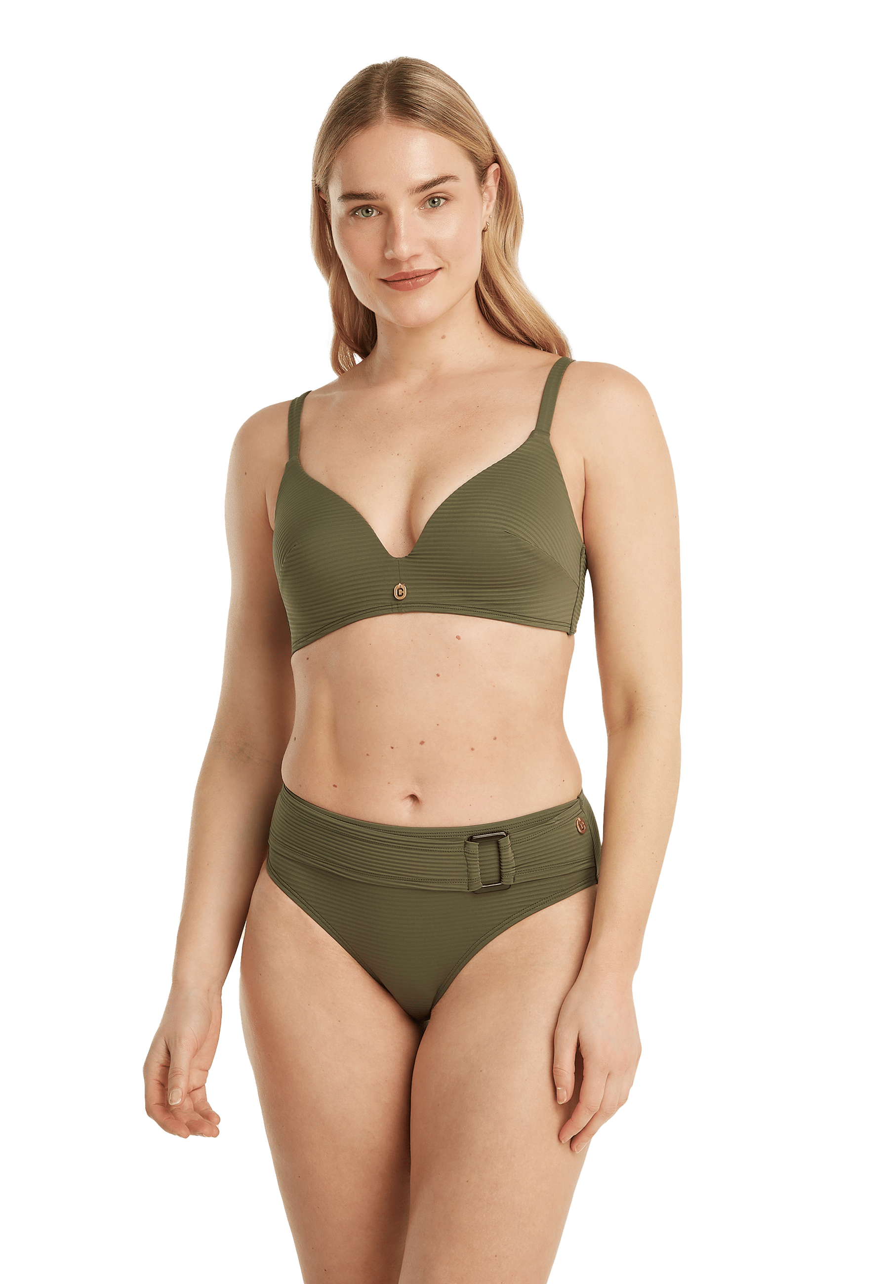 Plunge bikini top deep olive 