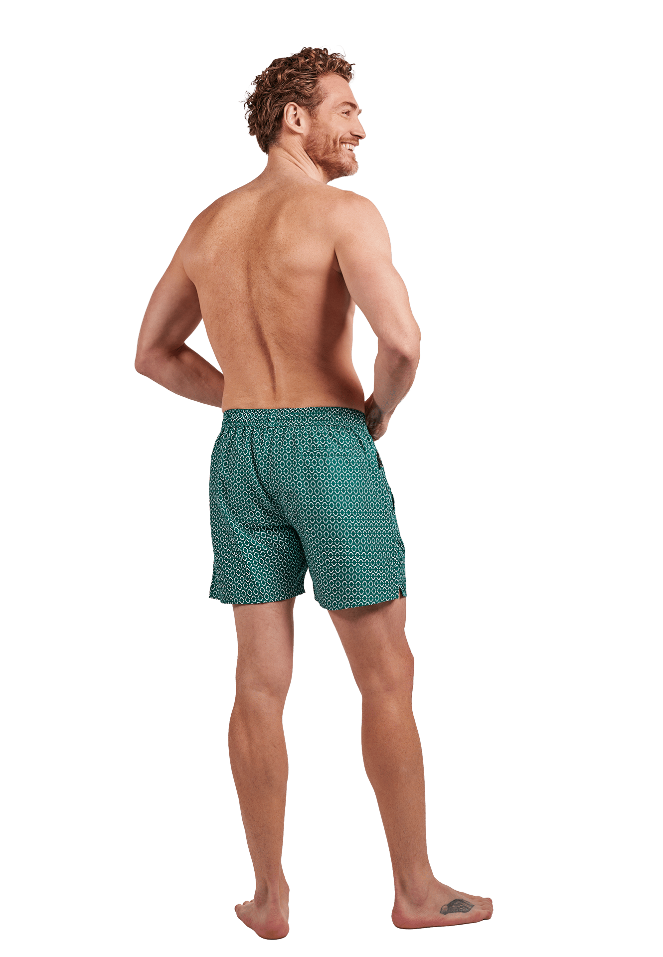Beach shorts green tiles
