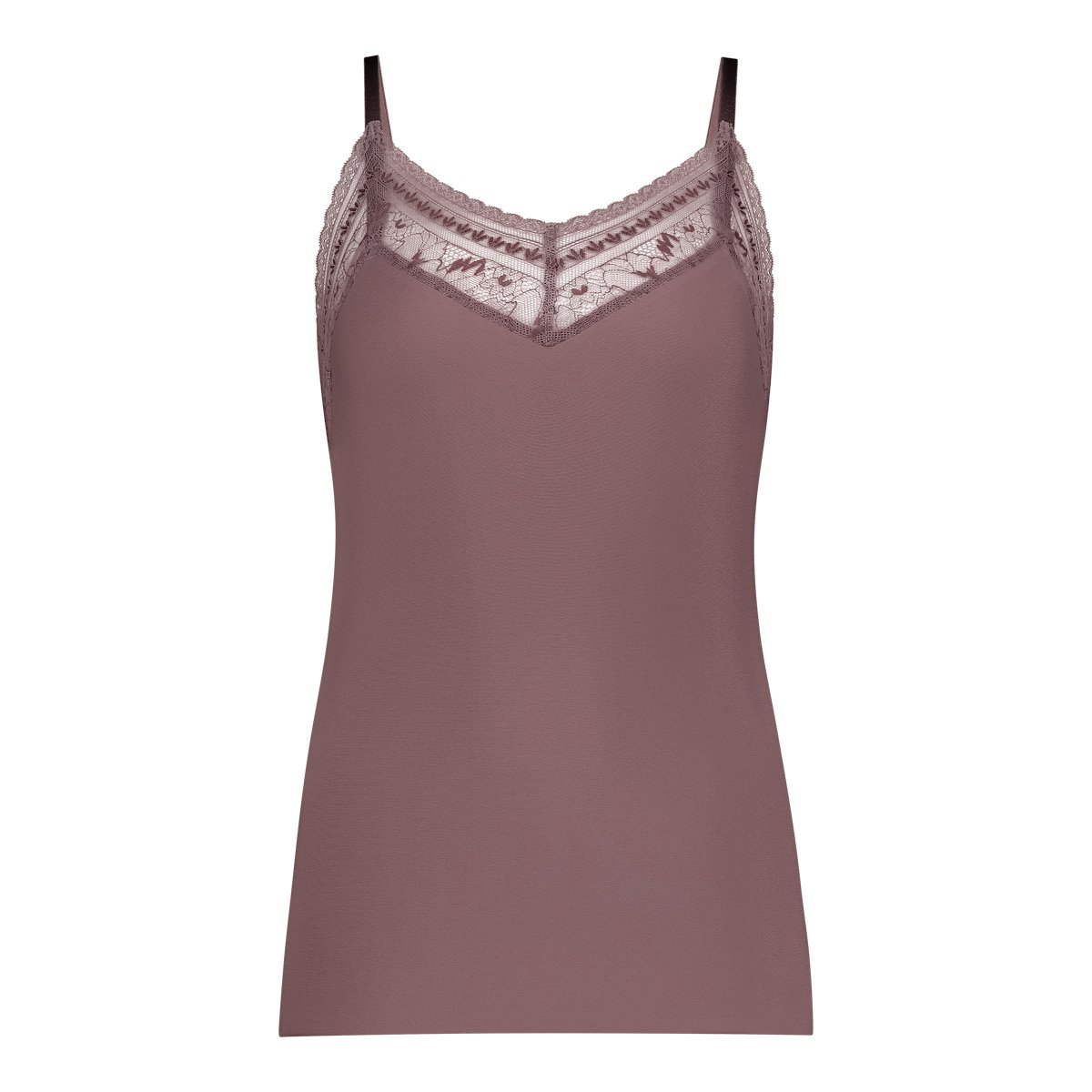 spaghetti top met kant v-neck mauve 