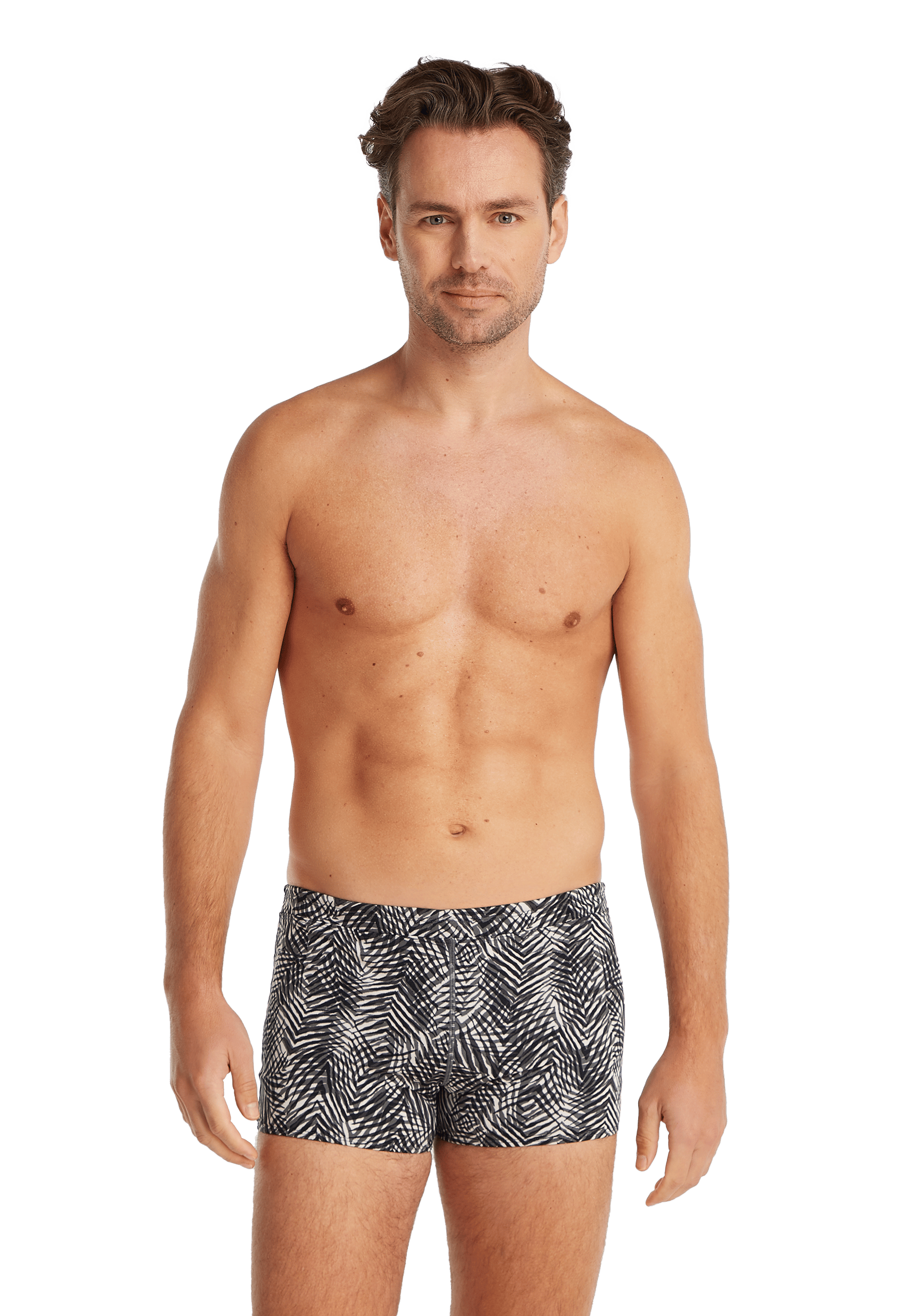 Swimshort summer leaves grey 