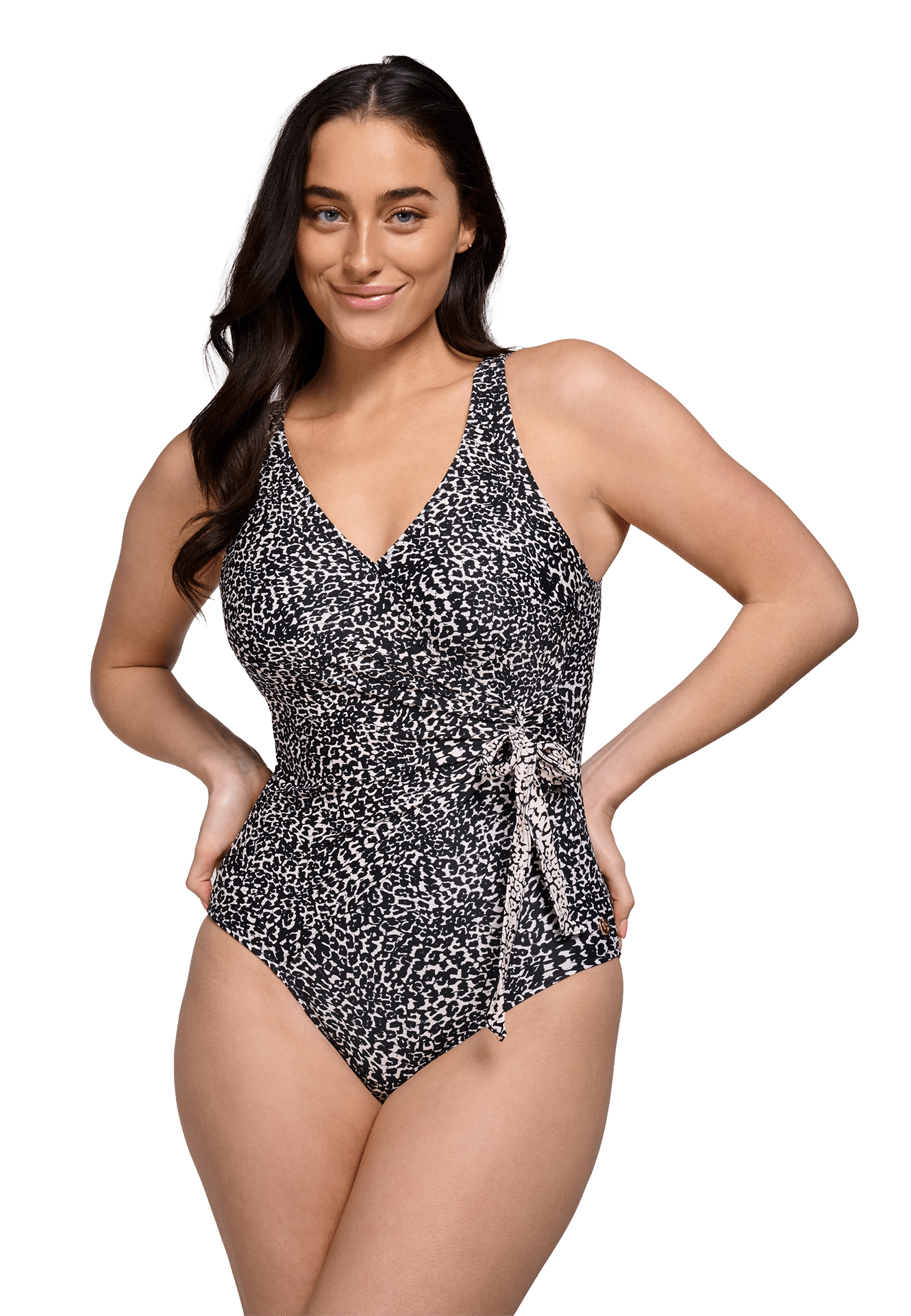 swimsuit v-neck padded little leopard 