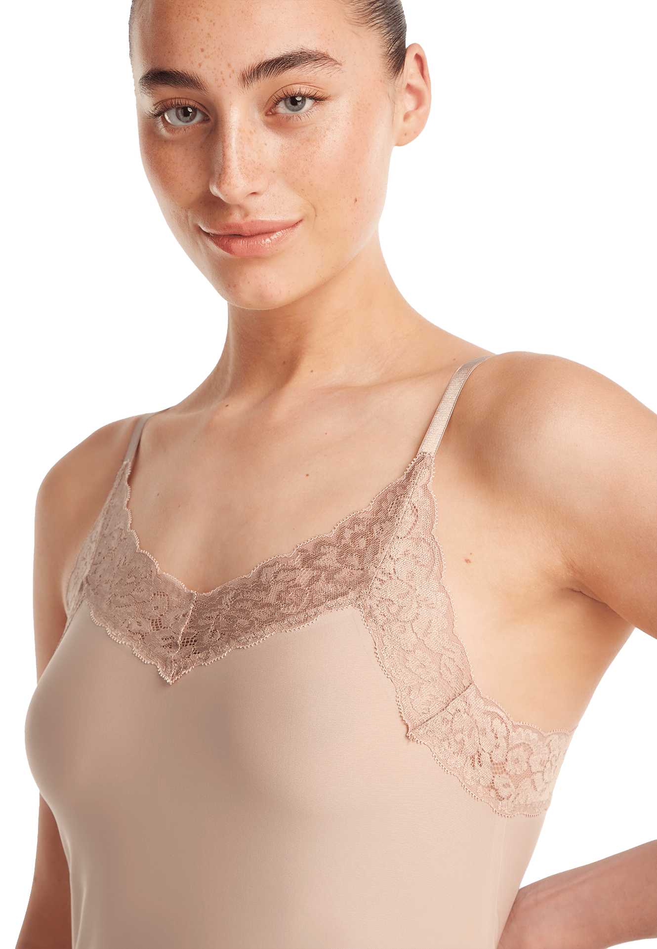 spaghetti top met kant walnut