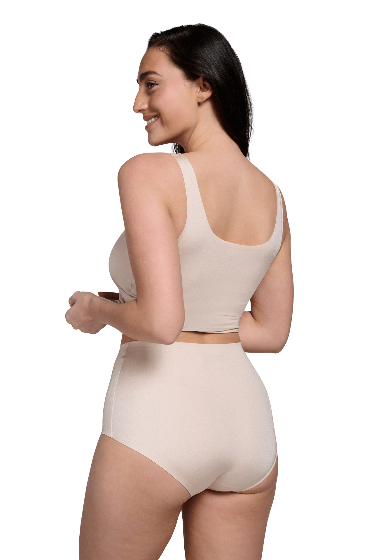 High waist shiny almond 