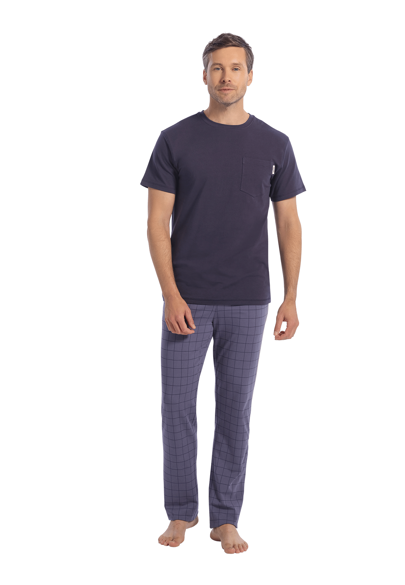 Pyjama set indigo check maat 2XL