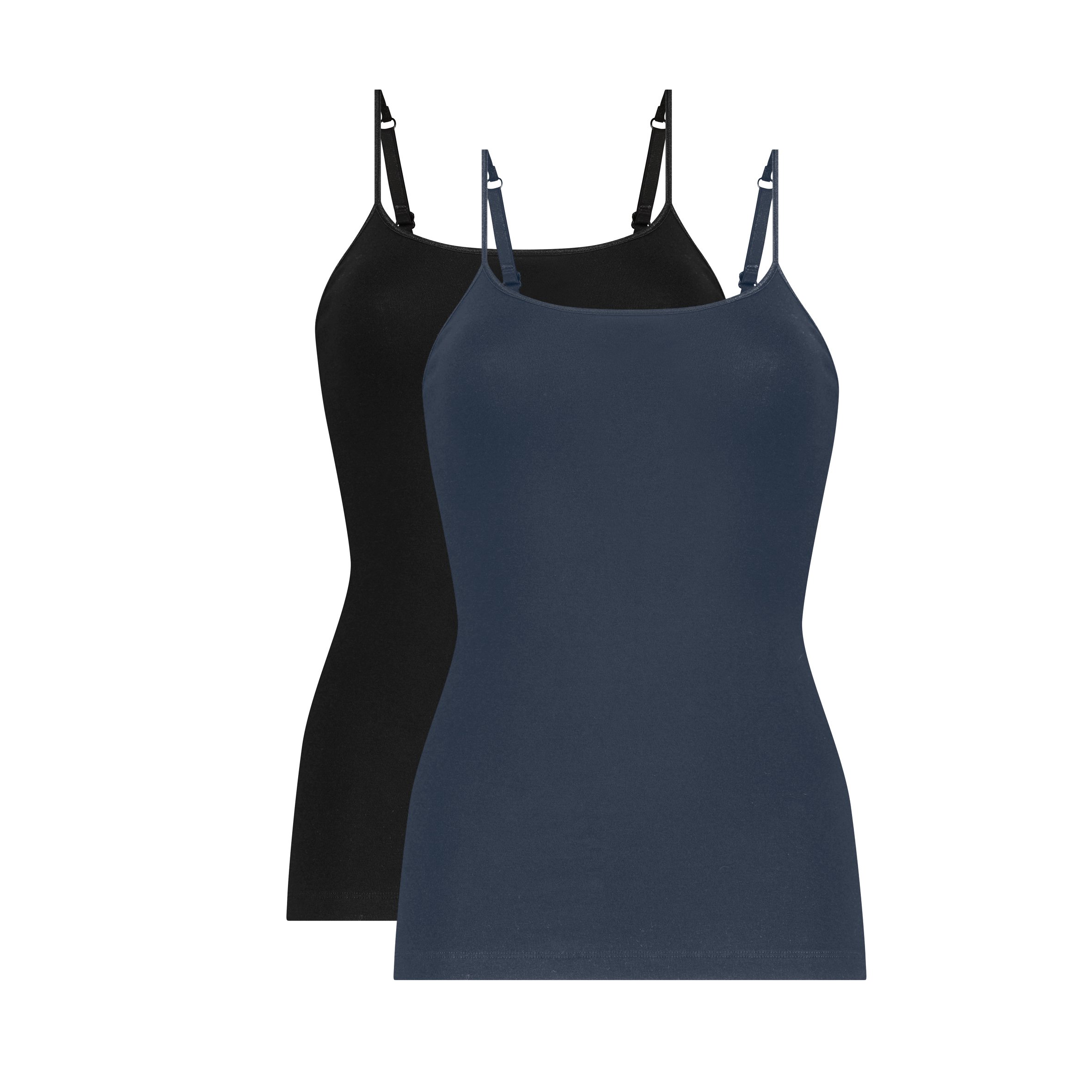 Limited edition spaghetti top zwart en blauw 2 pack maat L