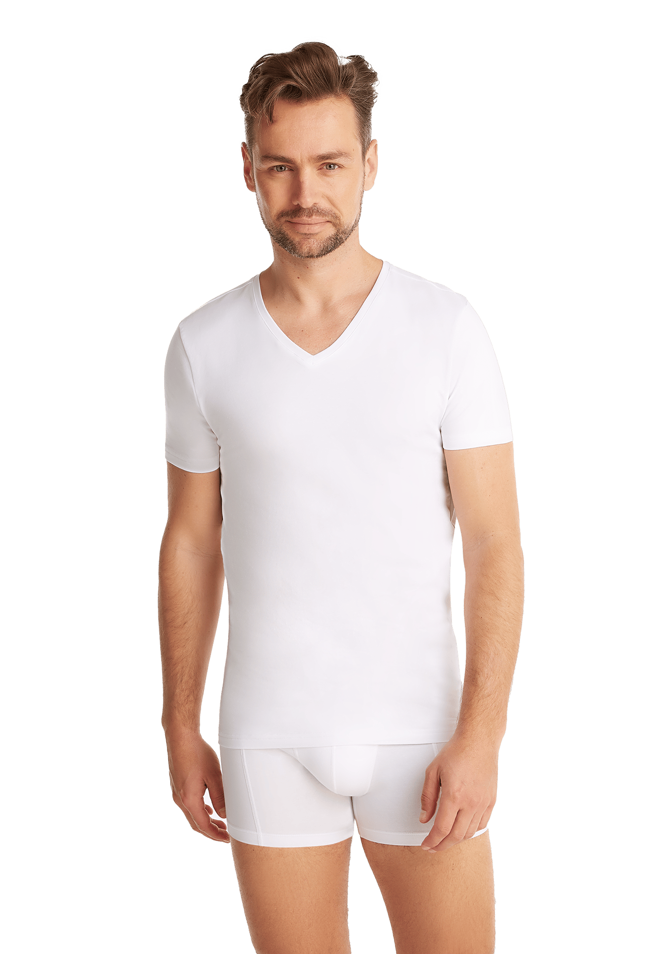 2 Pack Heren T-shirt V hals 32325 Mannen ondershirts korte mouw Elastisch biologisch katoen
