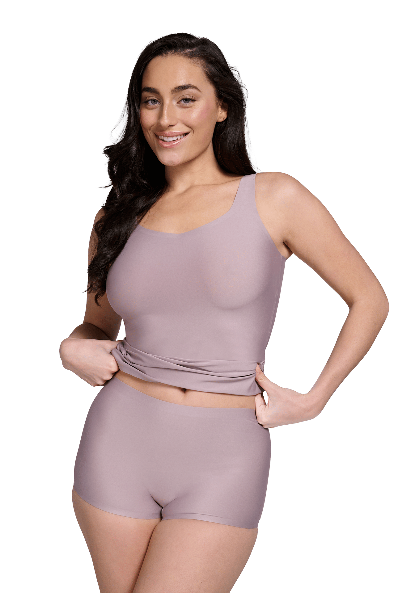 Specificaties: * Pasvorm: aansluitende pasvorm; elastische tailleband; naadloos * Kleur: lichtbruin (taupe) * Materiaal: 88% polyester - 12% elastaan