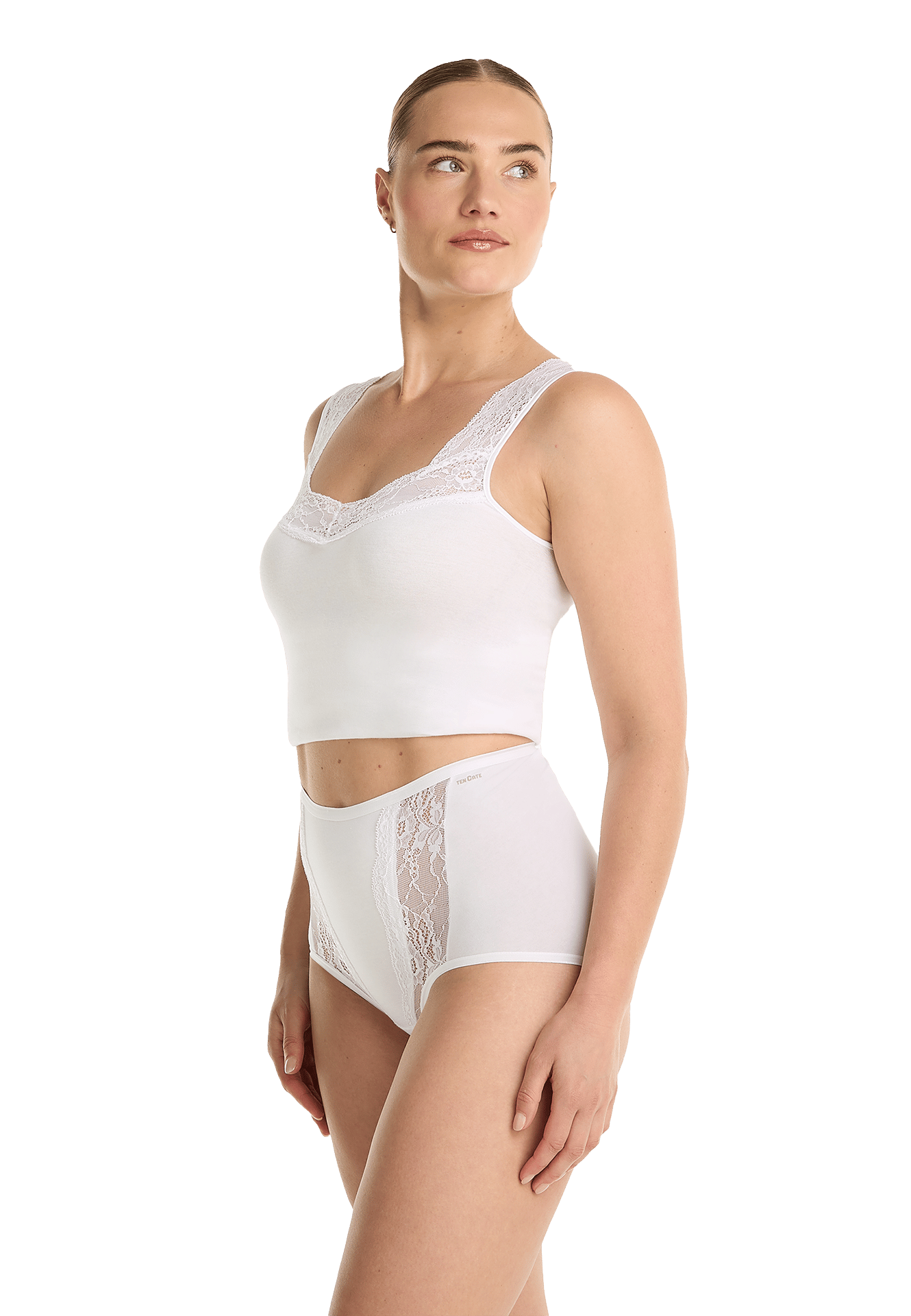 Dames Lace maxi Kanten dames taille slip Hoge onderbroek Biologisch katoen Badstof kruisje