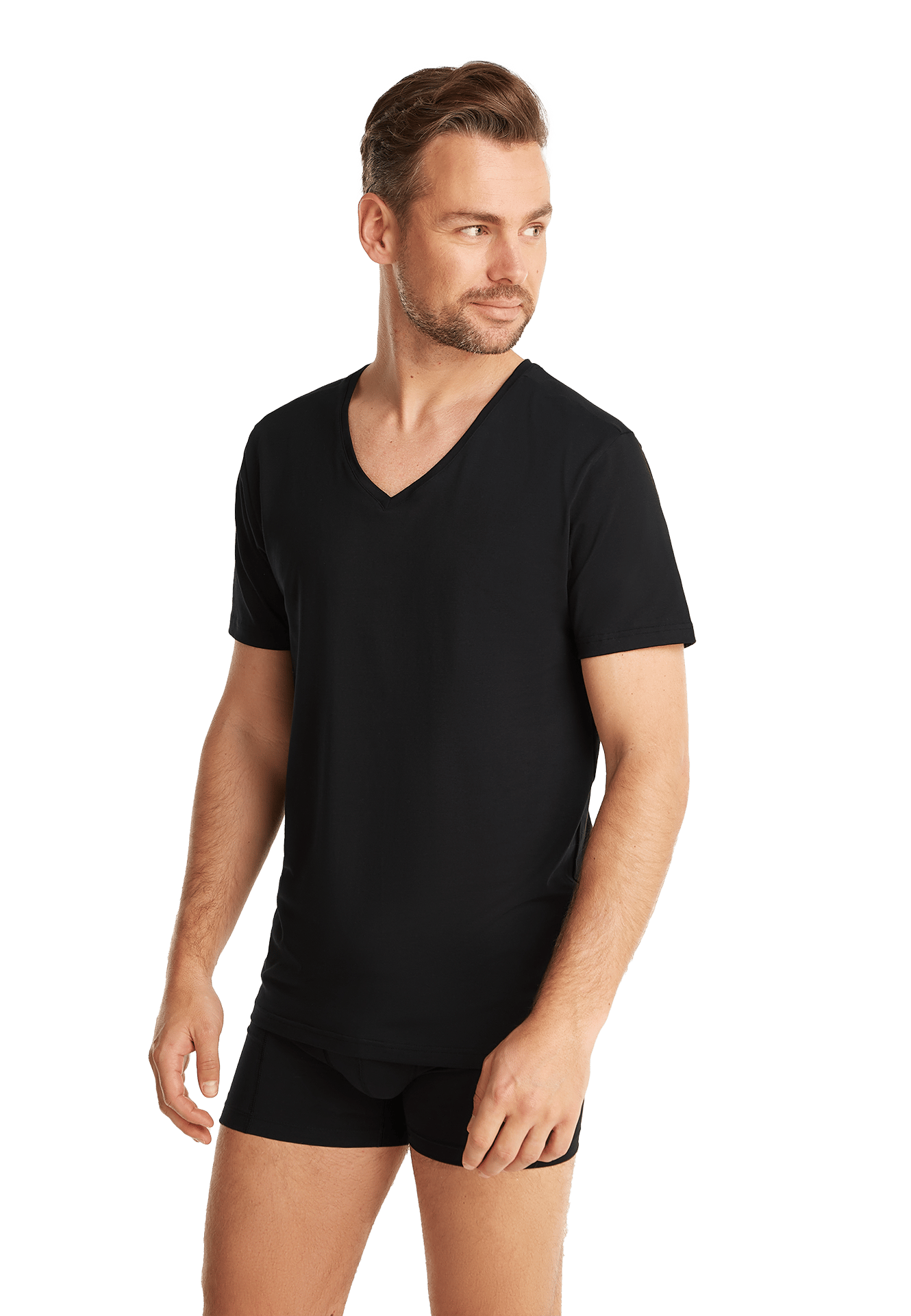 2 Pack Heren T-shirt V hals 32325 Mannen ondershirts korte mouw Elastisch biologisch katoen