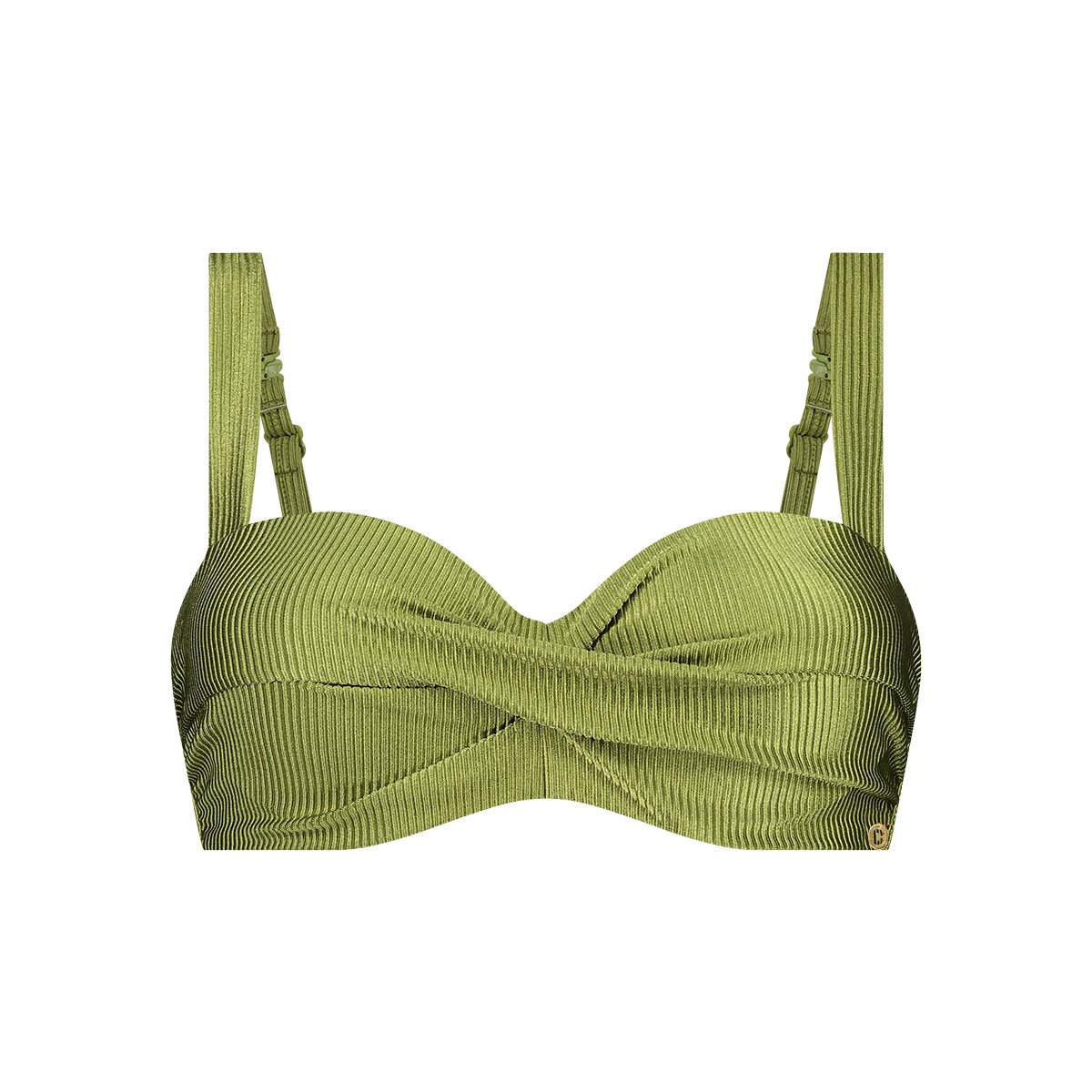 Twisted bikini top shiny green maat 36C (70C)