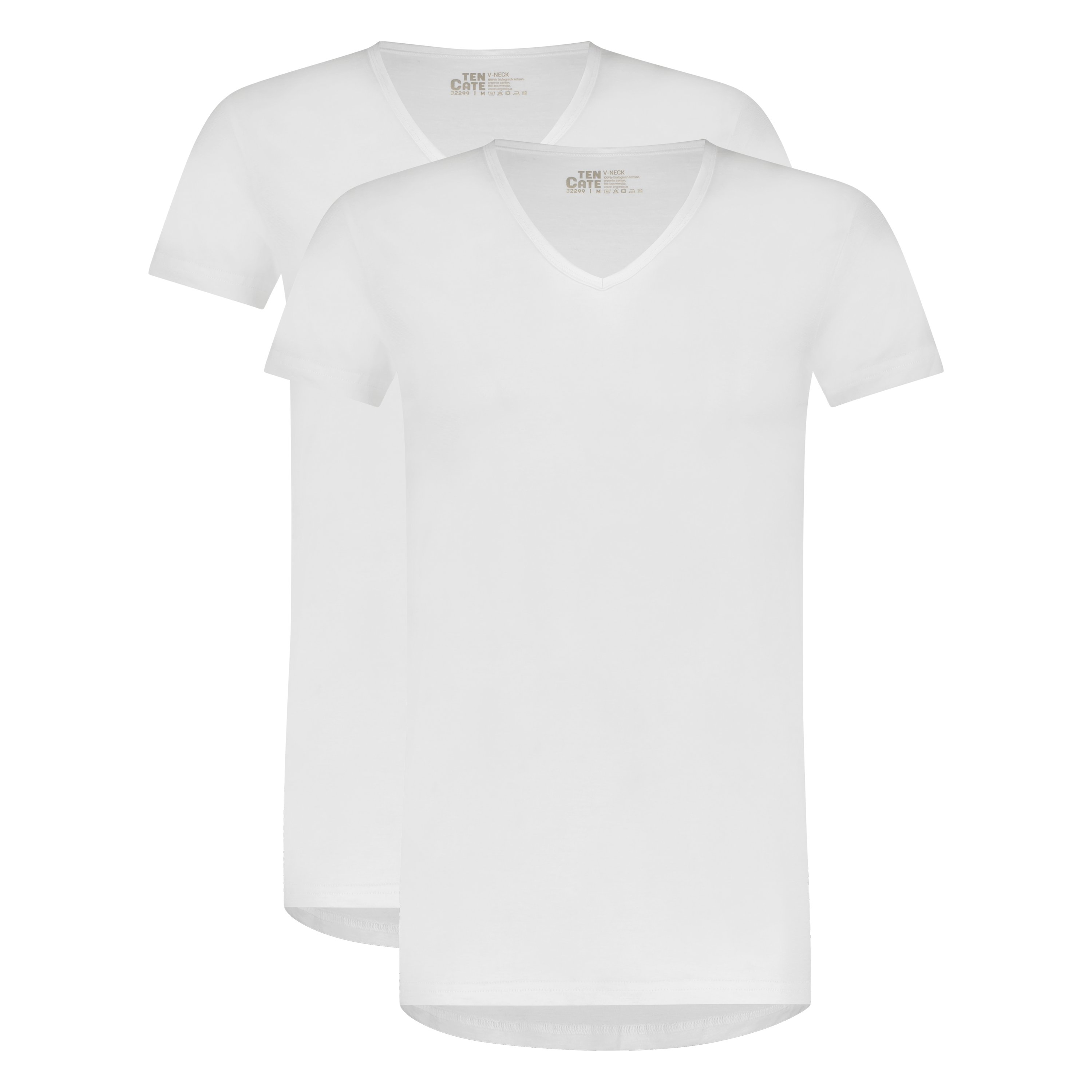 Ten Cate Organic T-shirt V hals 2 pack wit