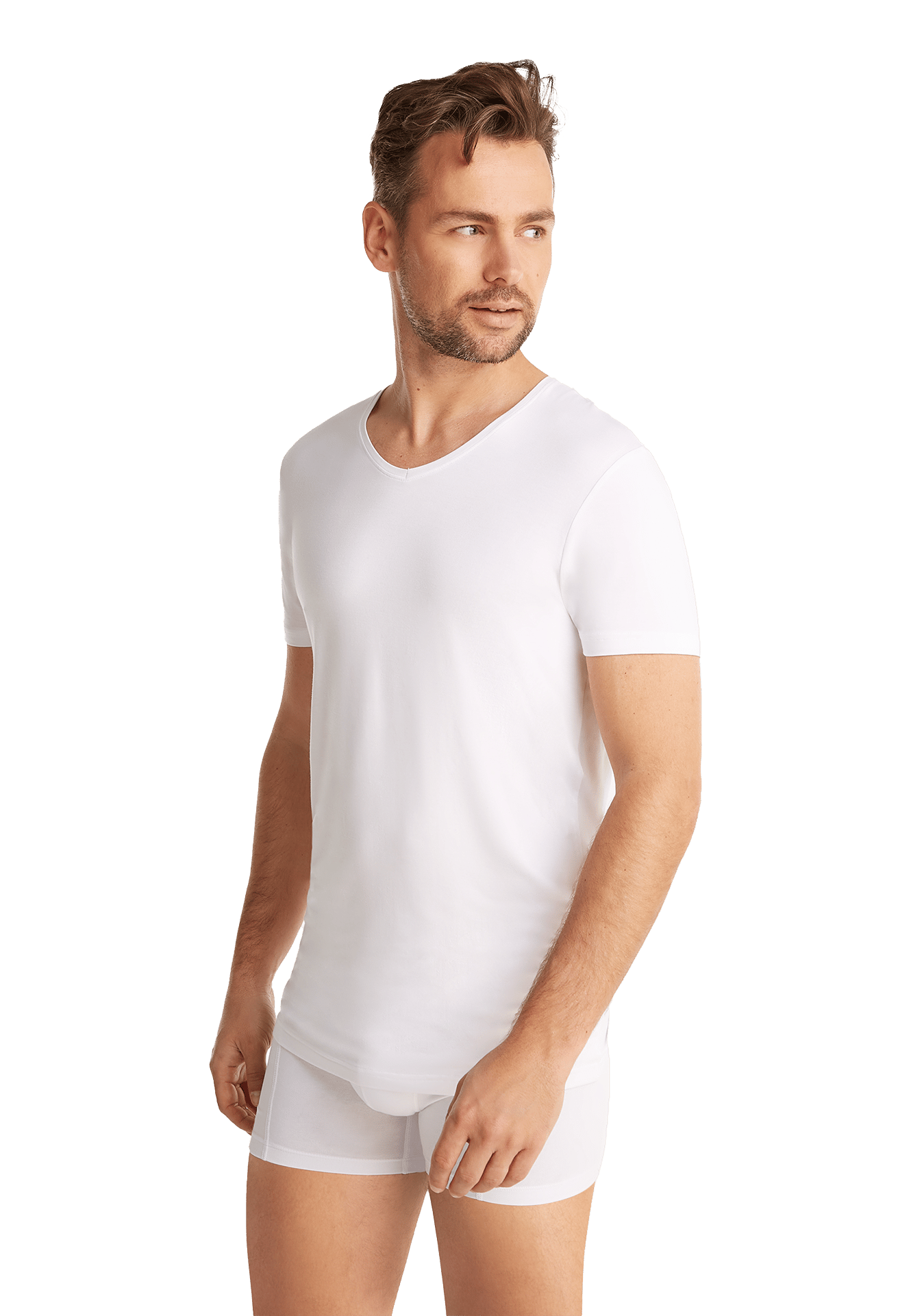 T-shirt v-hals wit maat 2XL
