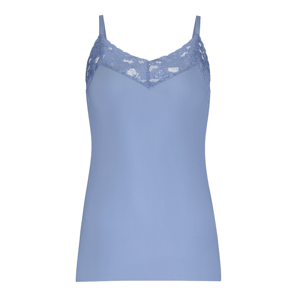 spaghetti top met kant v-neck lavender blue maat S