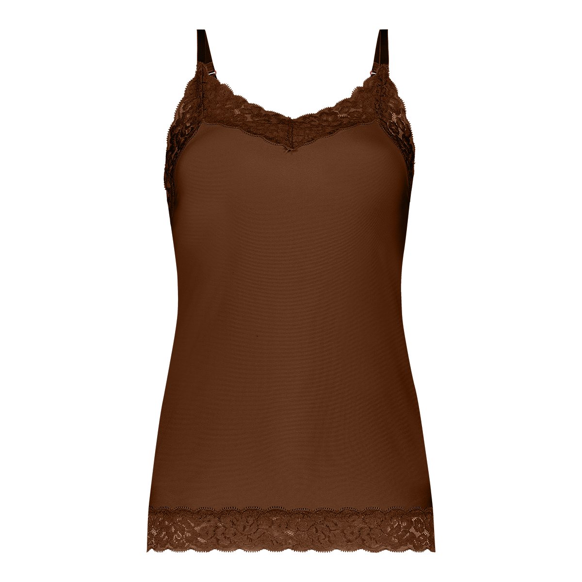 spaghetti top met kant coconut maat L