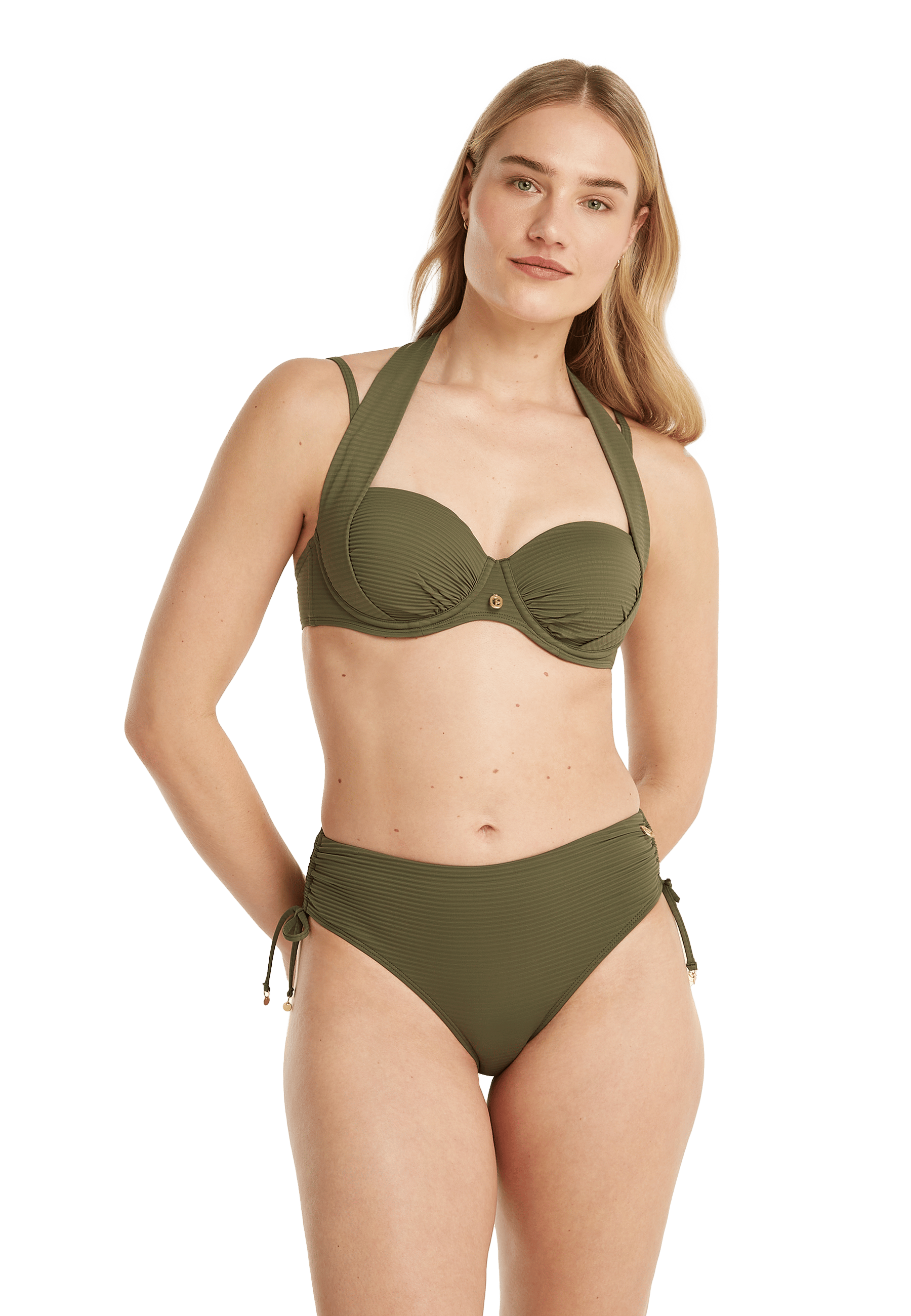 Midi bow bikini bottom deep olive maat 36