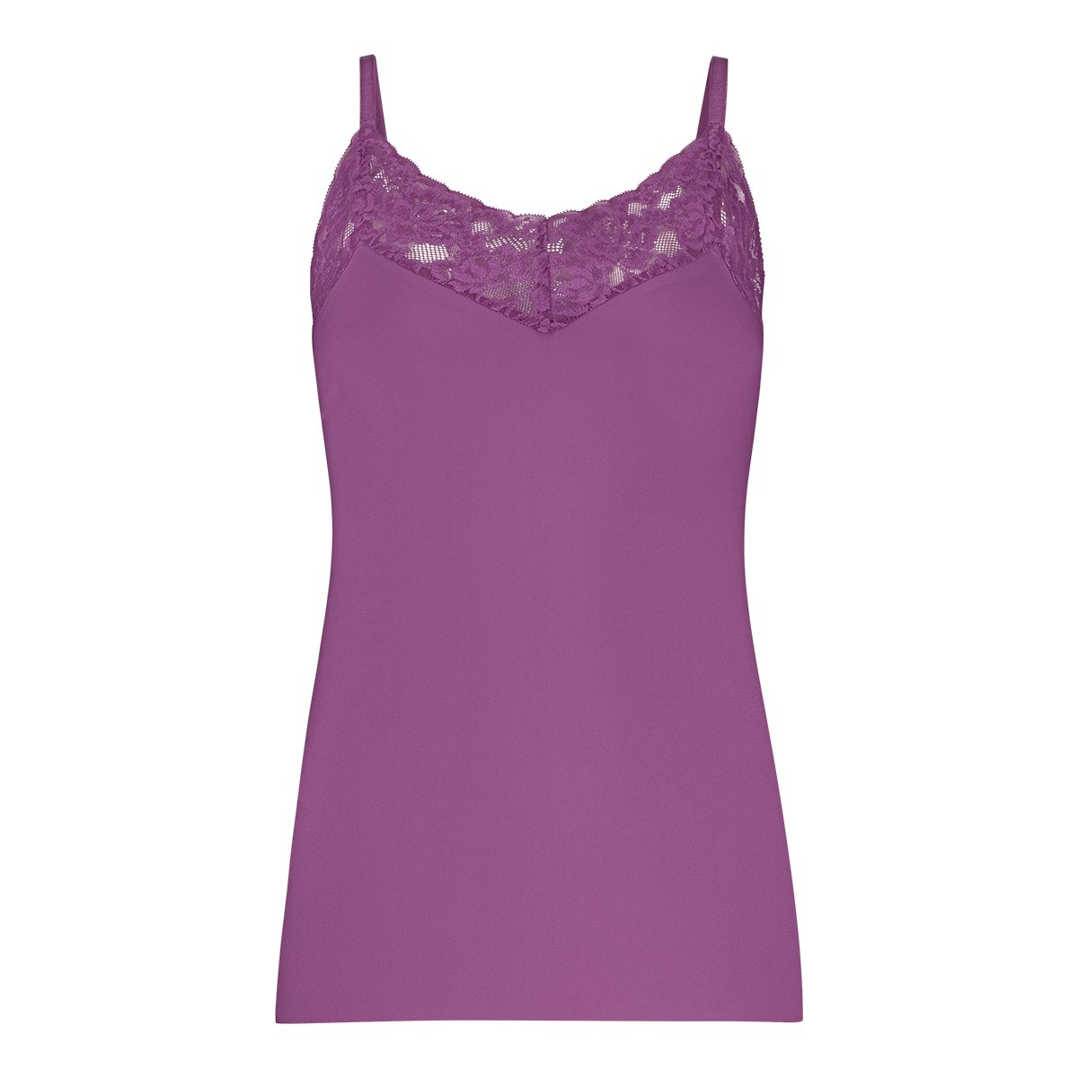 spaghetti top met kant v-neck purple orchid maat M