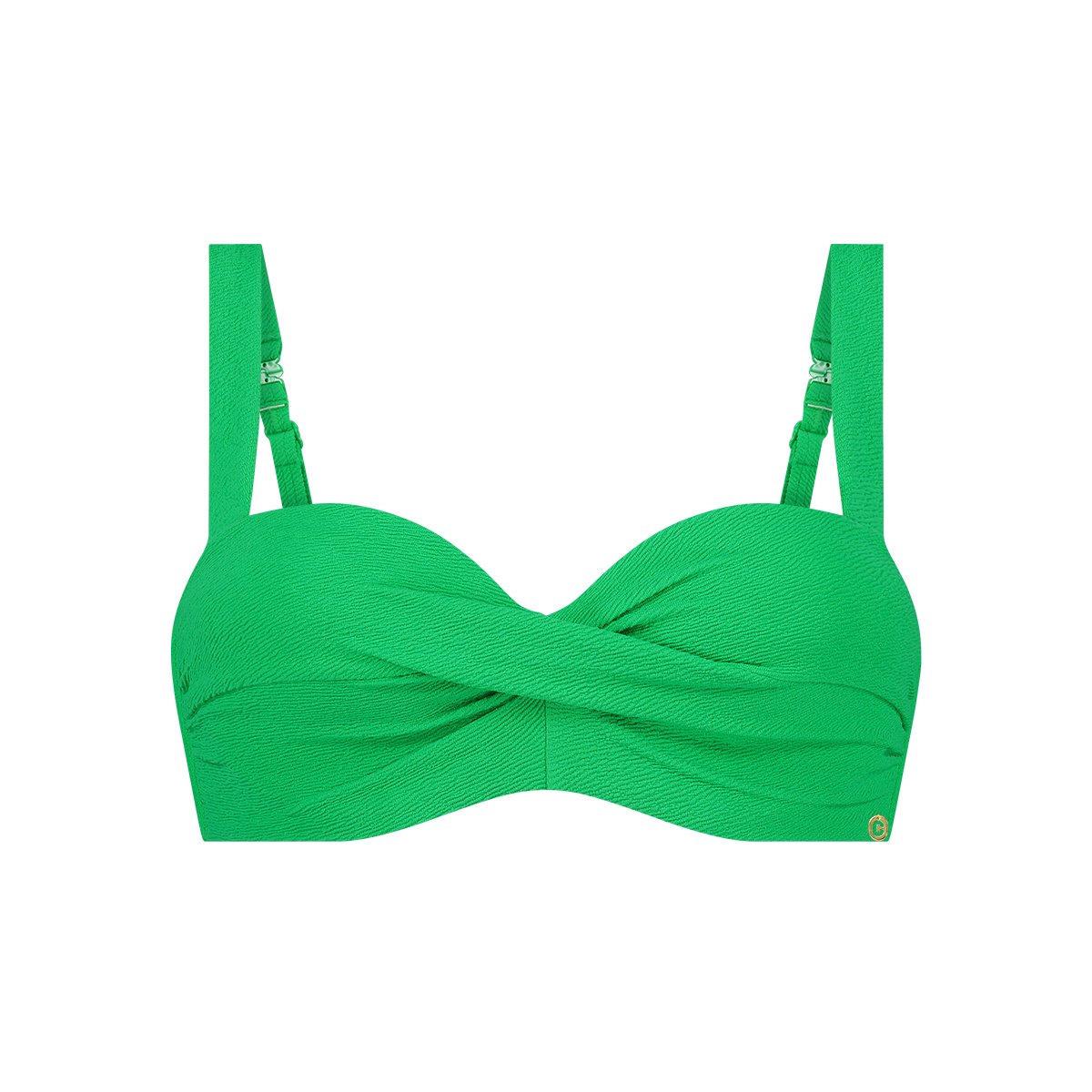 Twisted bikini top bright green relief