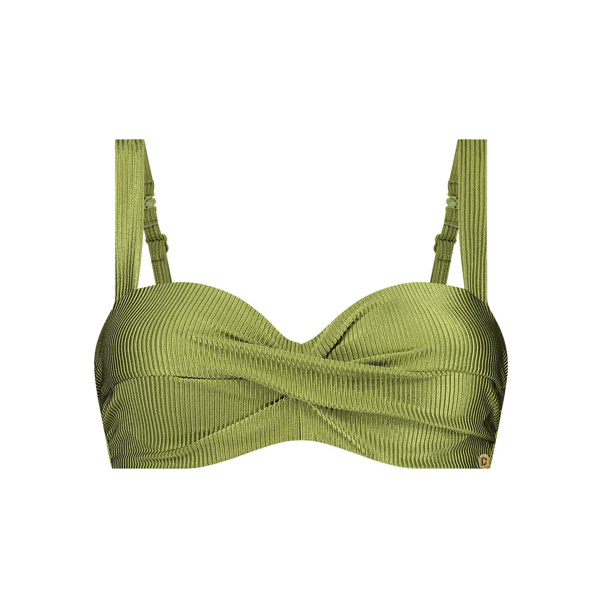 Twisted bikini top shiny green