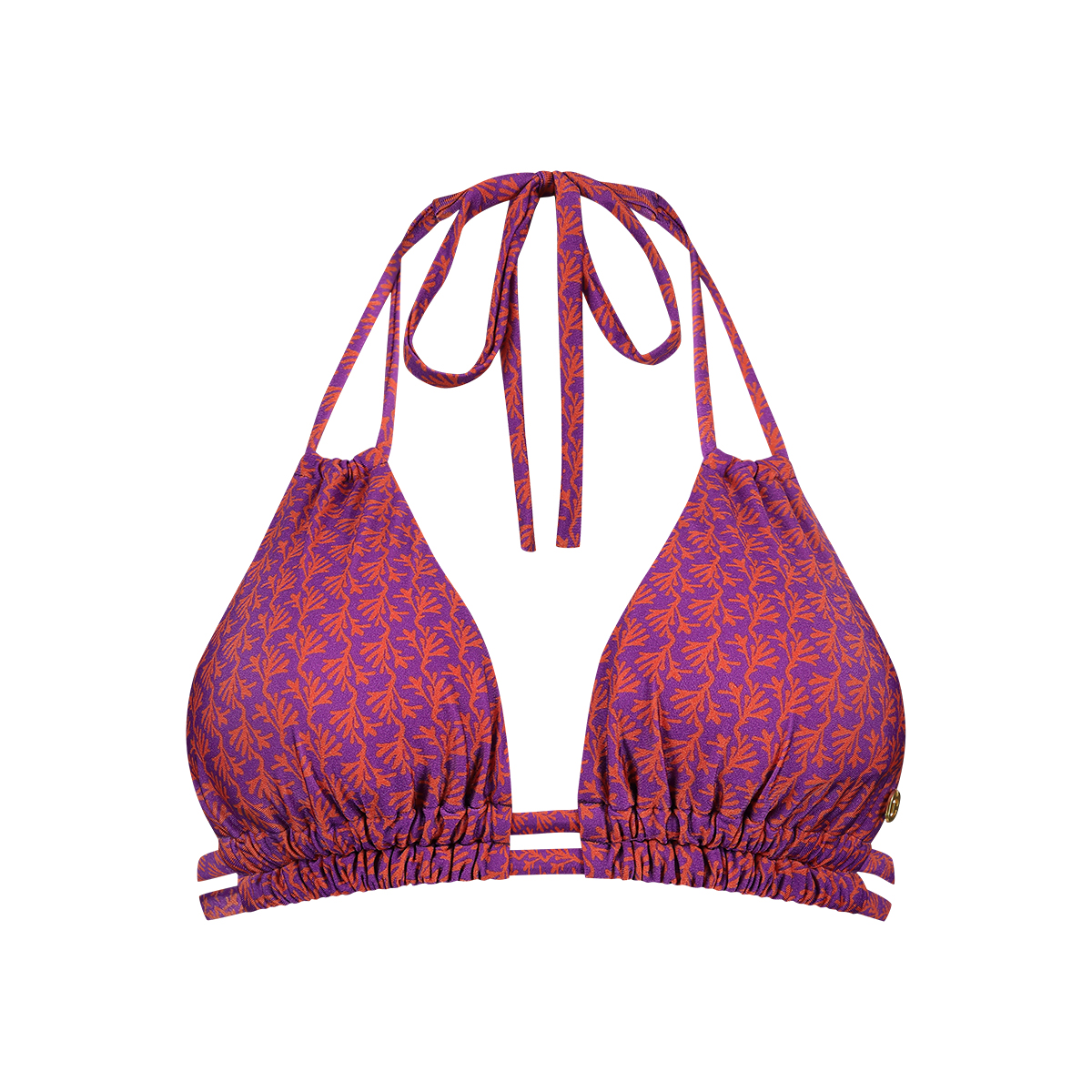 slide triangle bikini top coral