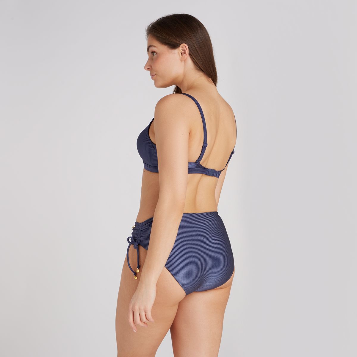 Bikini bottom midi bow shiny indigo