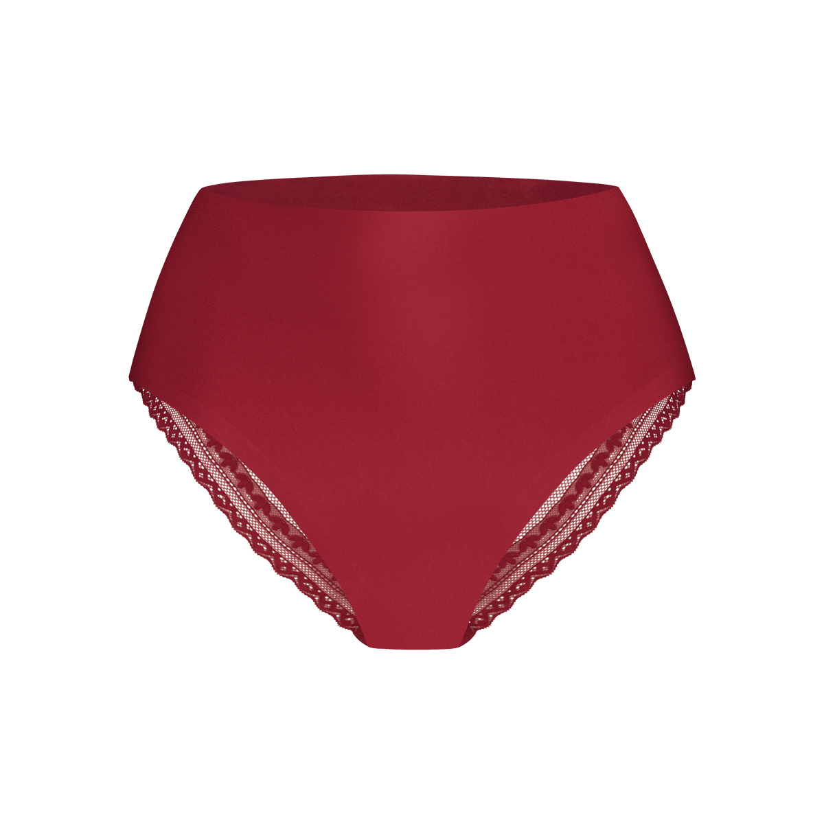 High waist brazilian met kant beet red maat M