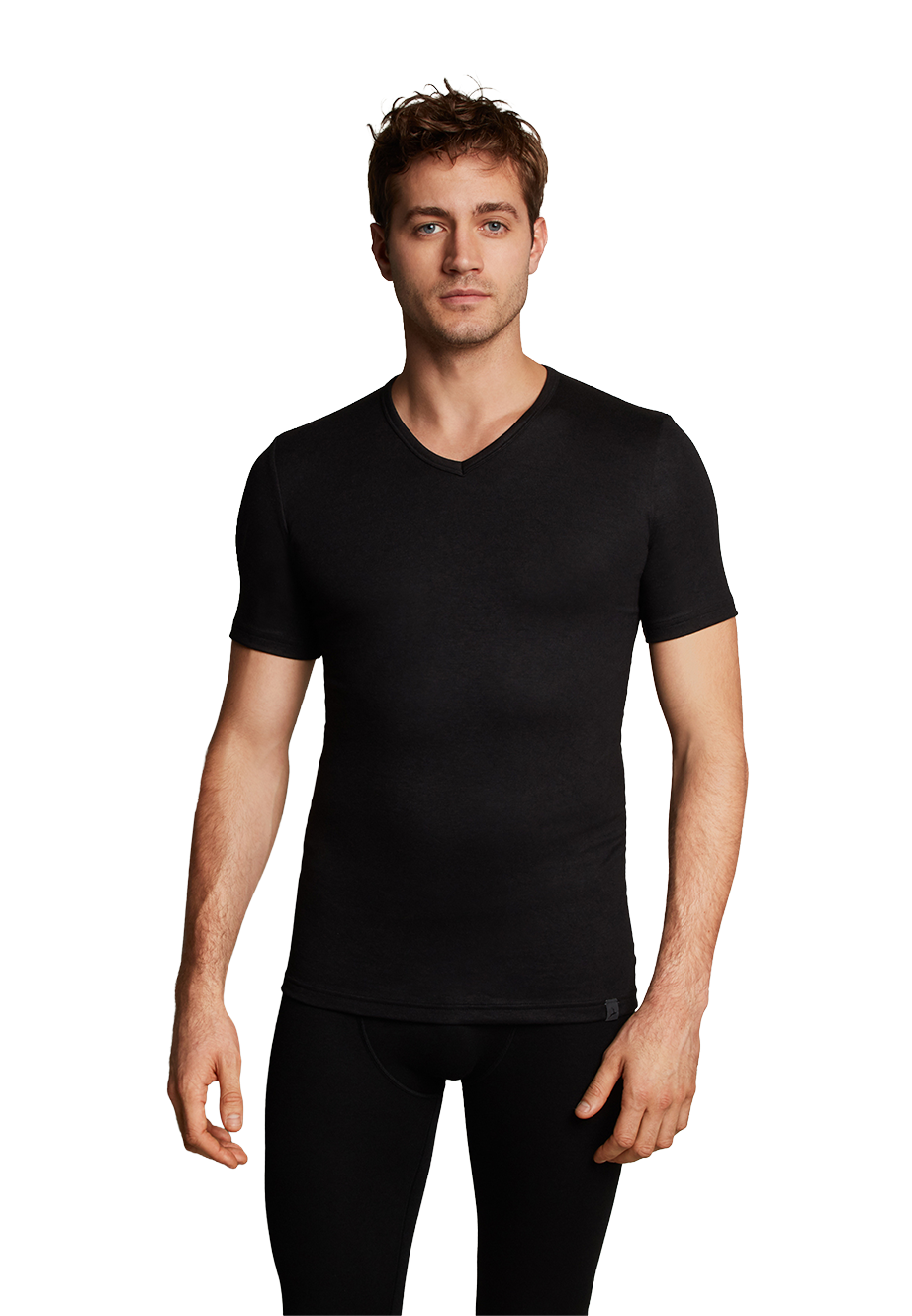 Thermo t-shirt v-hals zwart