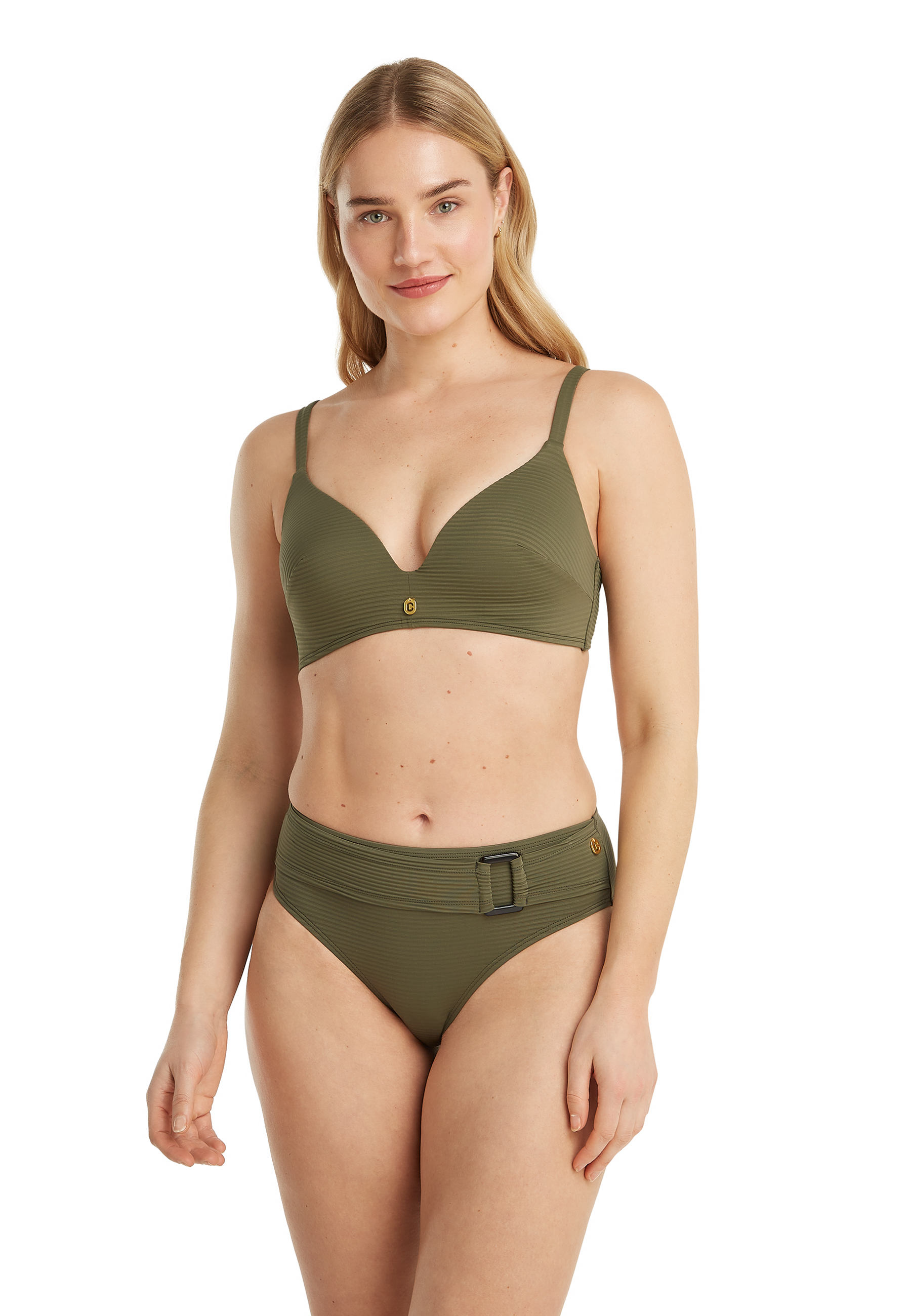 Plunge bikini top deep olive 