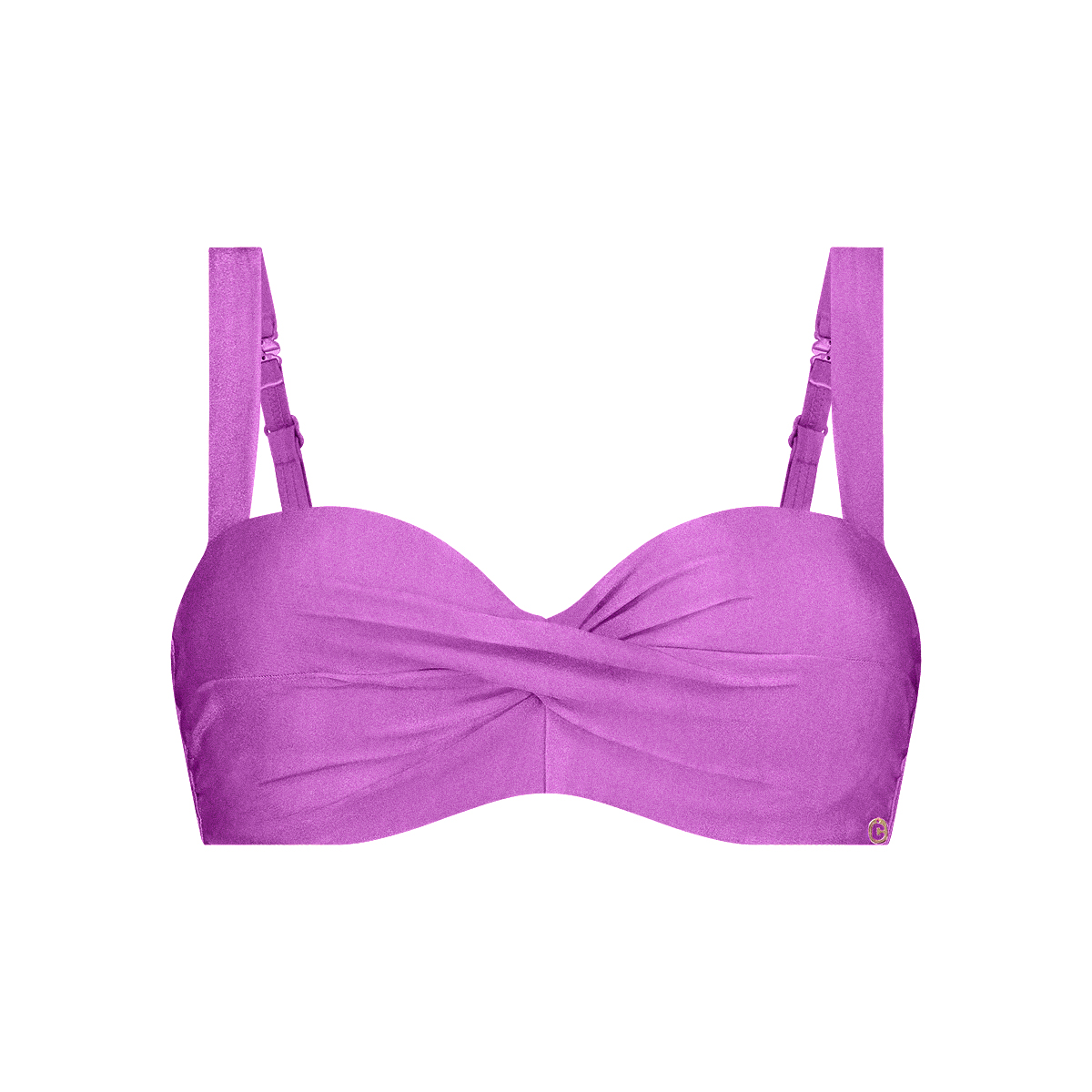 Twisted bikini top shiny lilac maat 38B (75B)