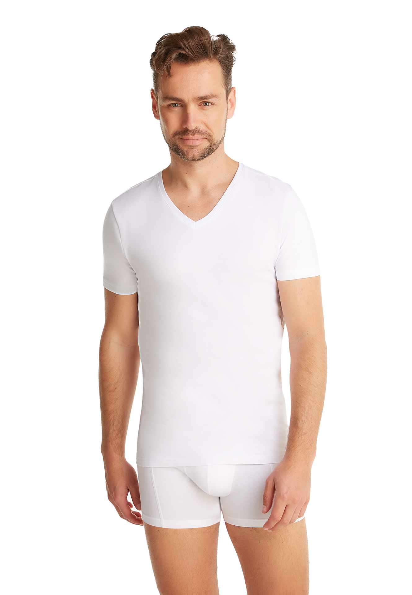 T-shirt v-hals wit 2 pack