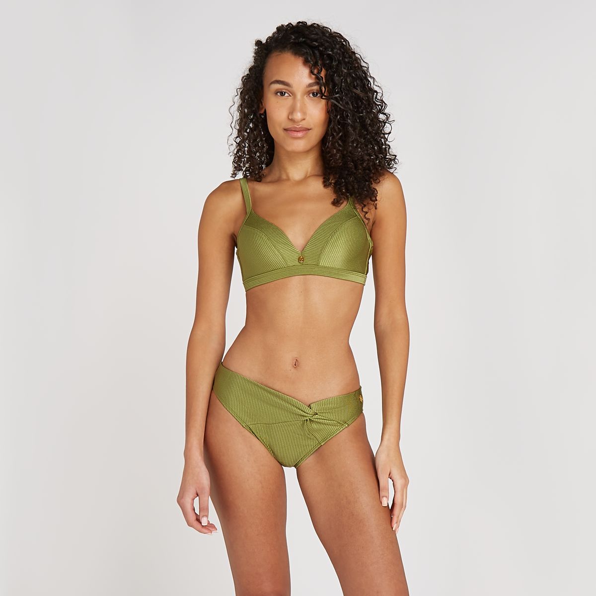 triangle bikini top shiny green