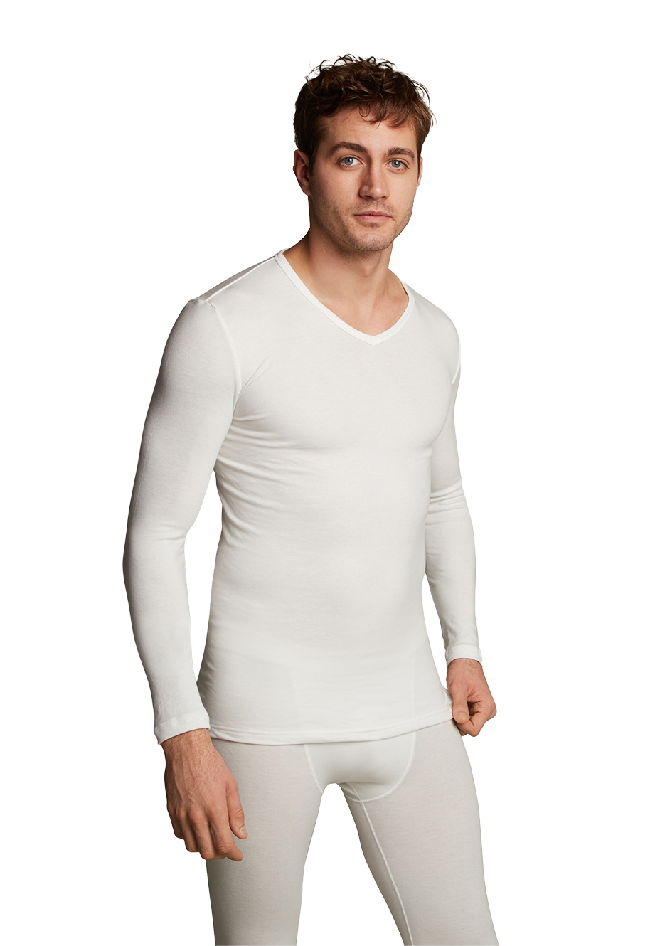 Thermo t-shirt lange mouwen v-hals snow white