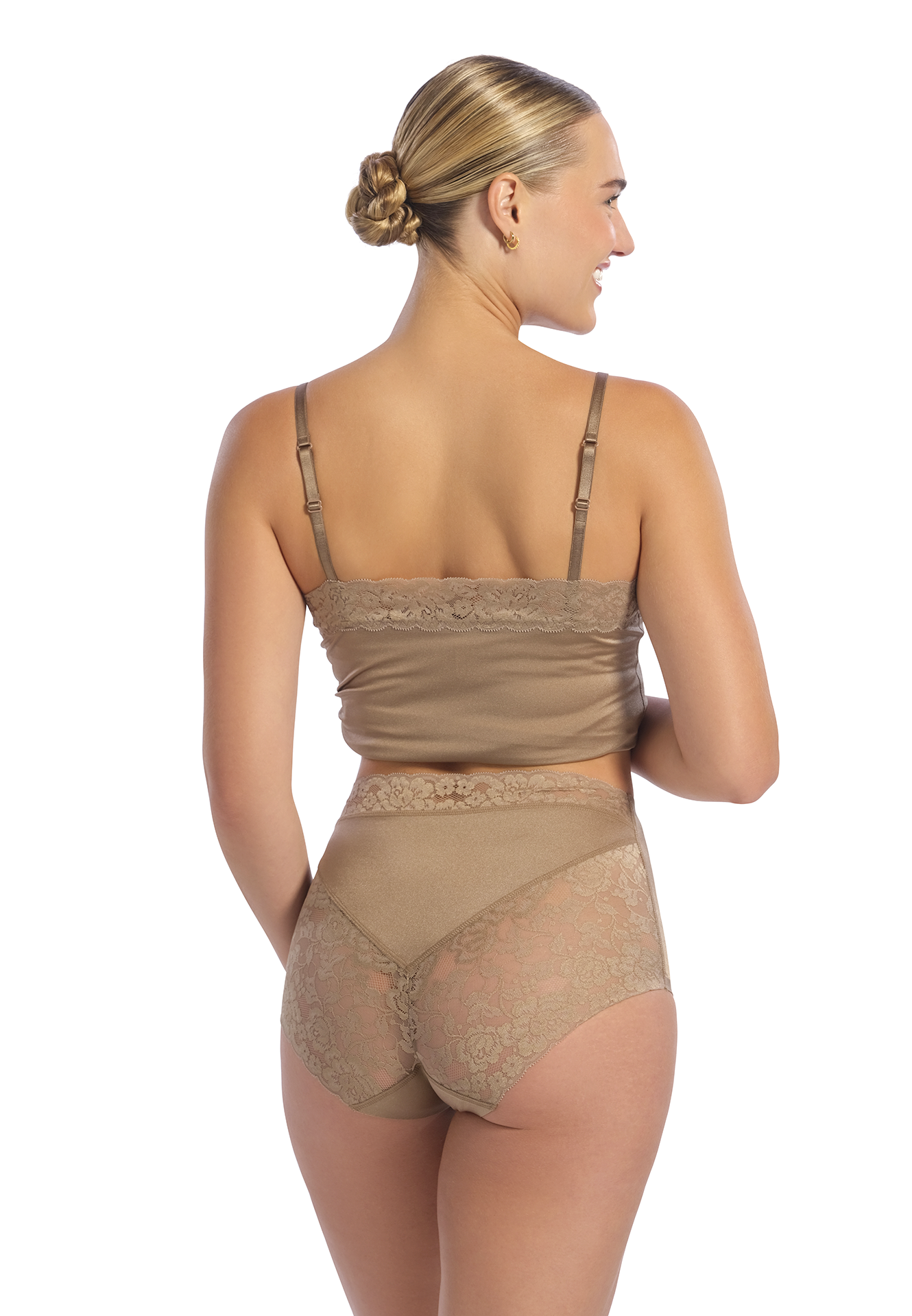 High waist met kant dusty sand 