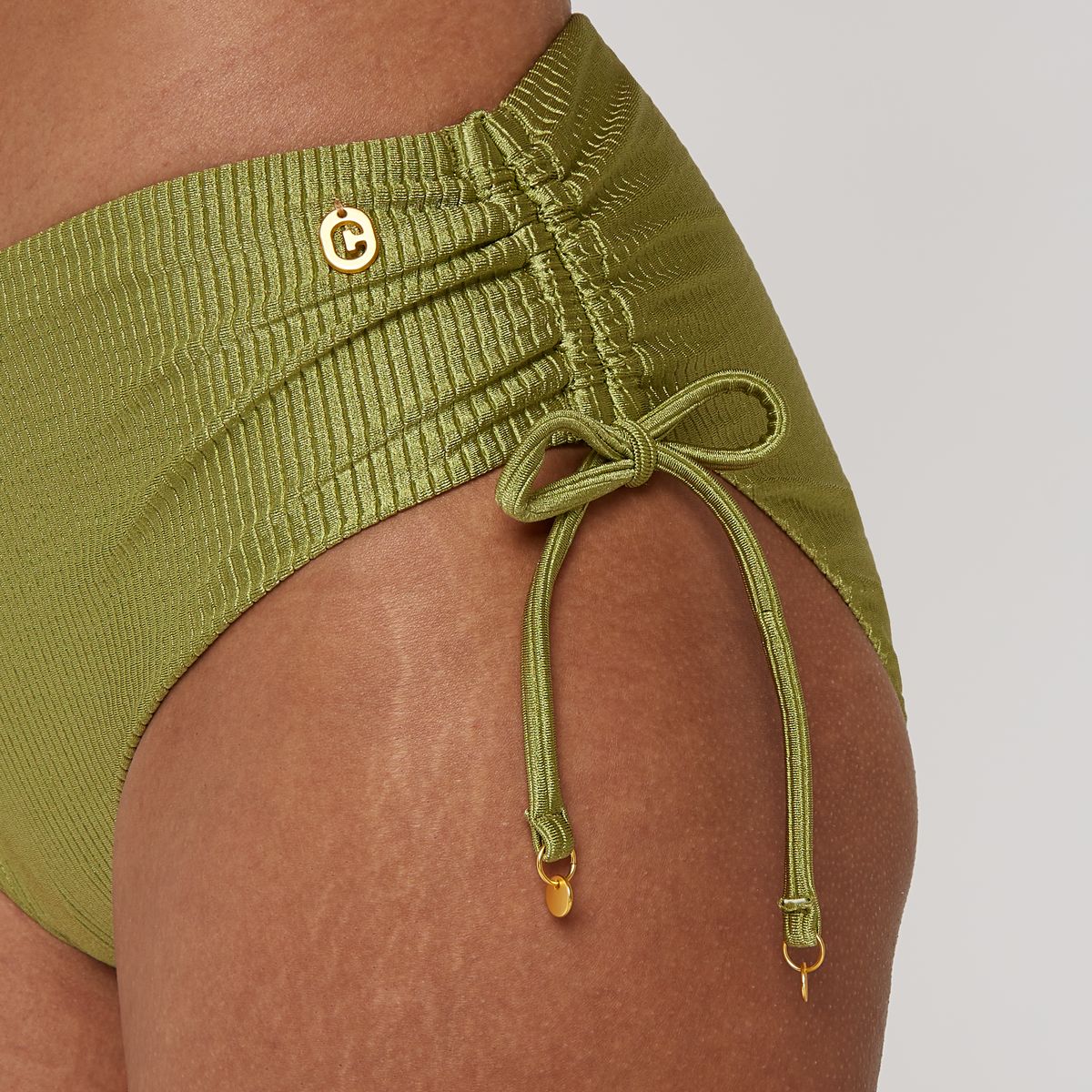 Bikini bottom midi bow shiny green