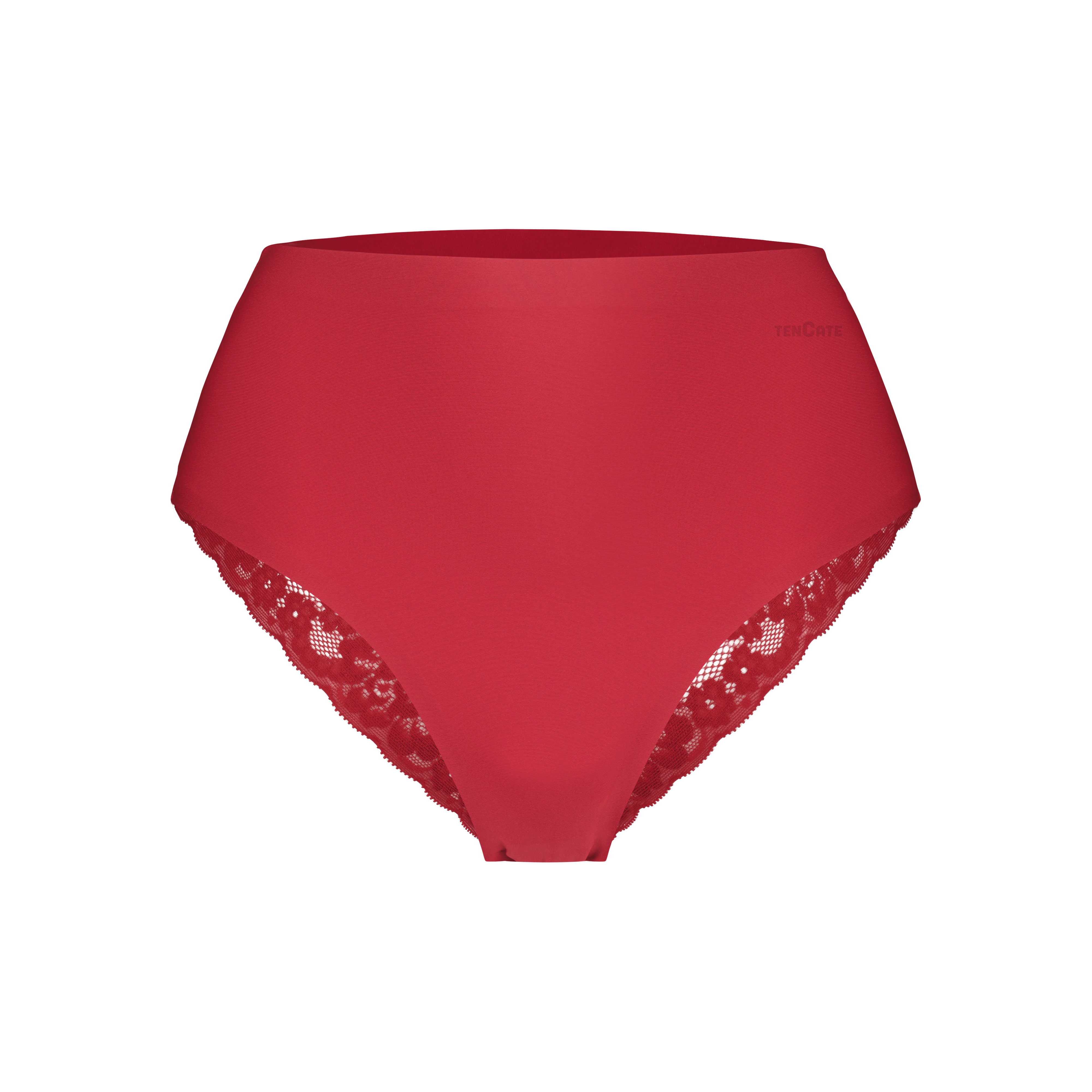 high waist brazilian met kant rood