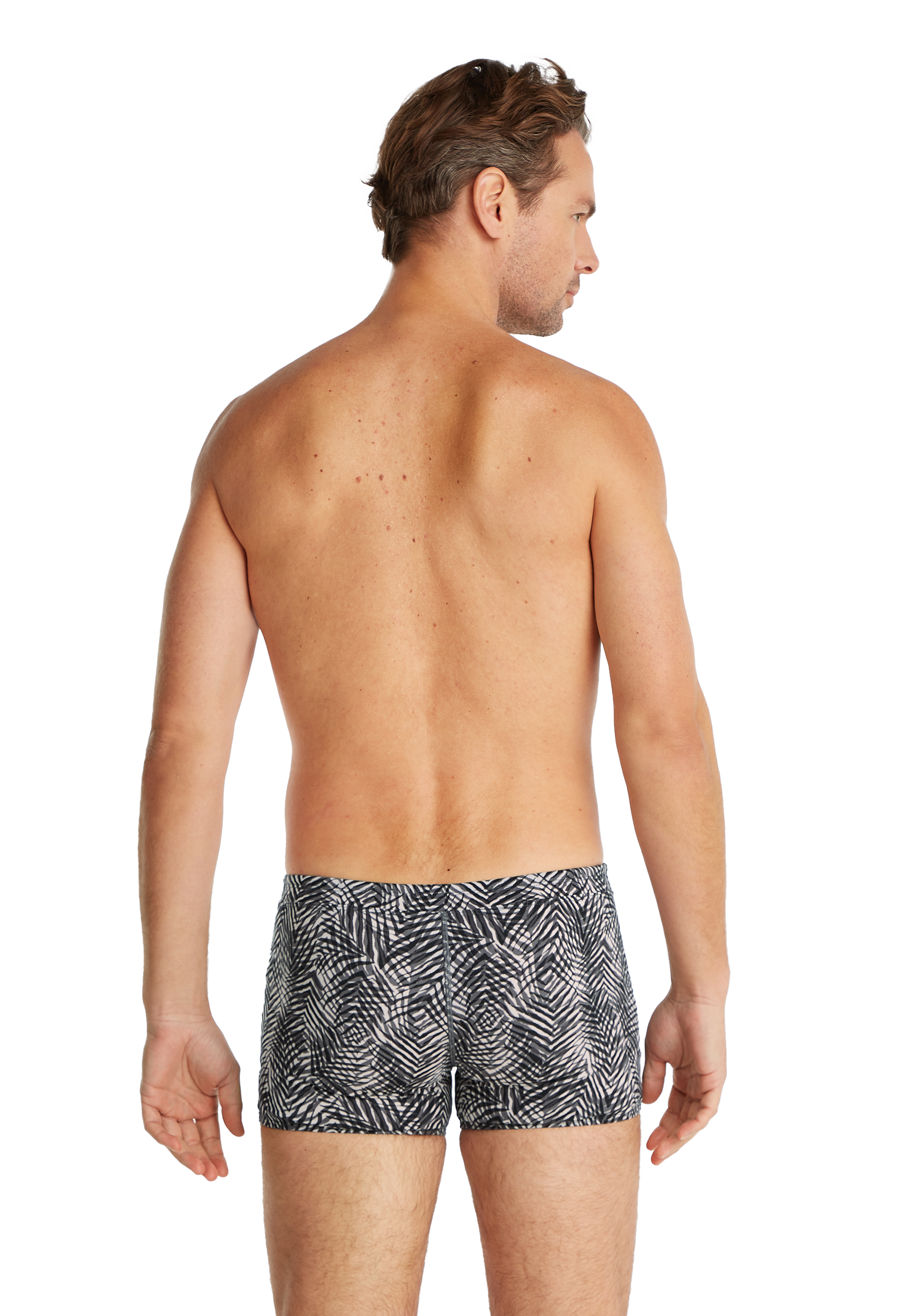 Swimshort summer leaves grey 
